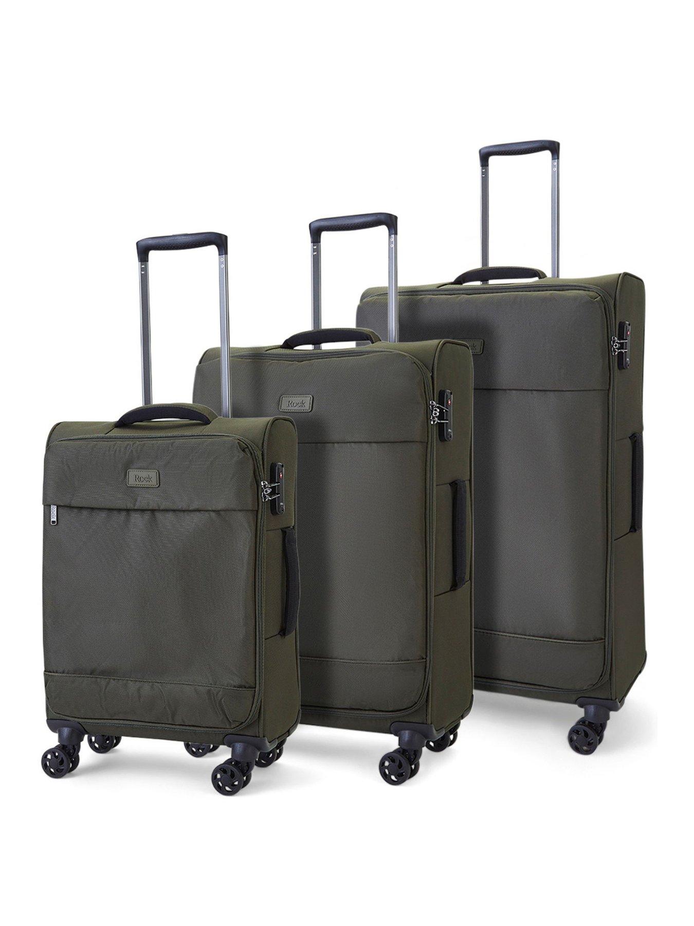 rock-luggage-paris-8-wheel-softshell-lightweight-3pc-suitcase-with-lock--greenfront