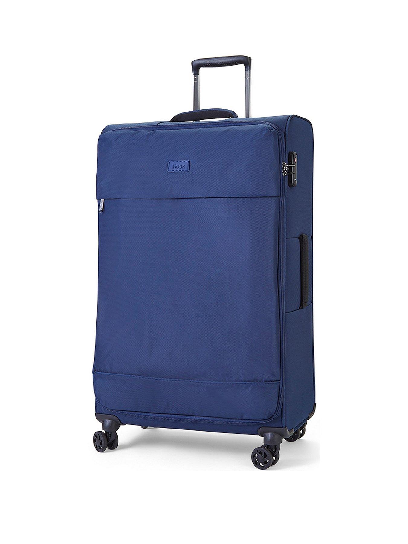 Image 1 of 5 of Rock Luggage Paris 8 Wheel Softshell Lightweight Large Suitcase With Lock -Navy