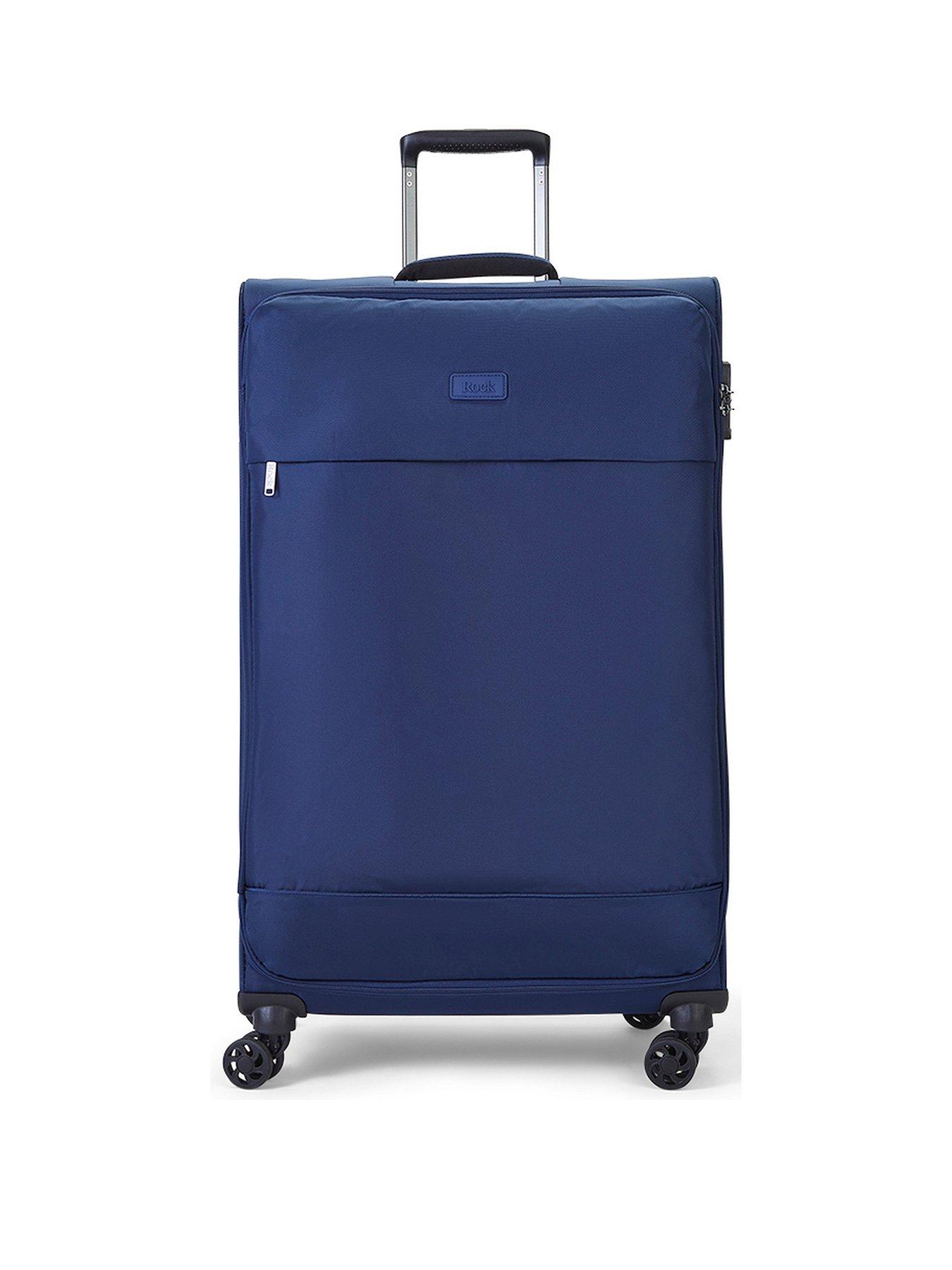 Image 2 of 5 of Rock Luggage Paris 8 Wheel Softshell Lightweight Large Suitcase With Lock -Navy