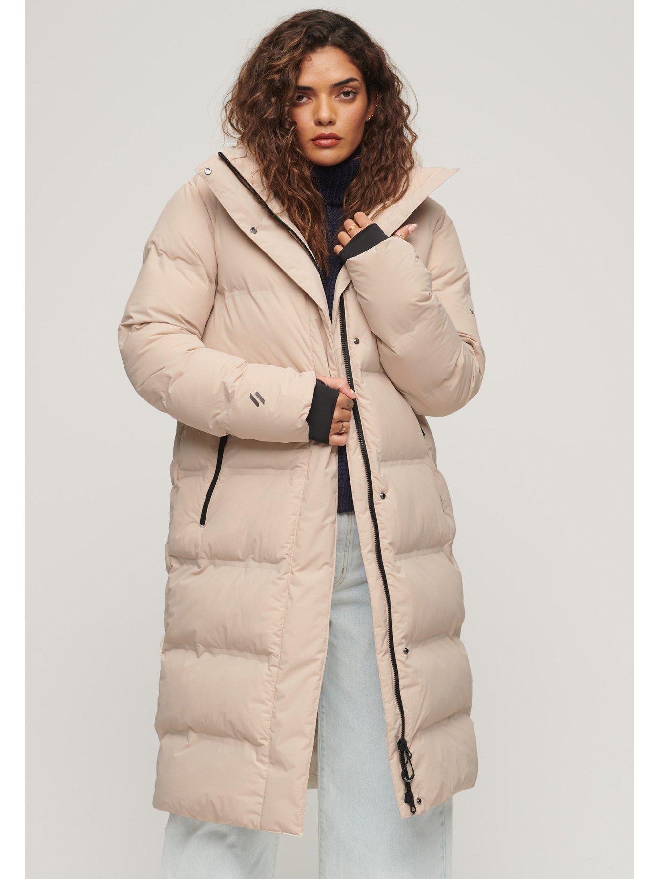 Hooded longline puffer jacket hotsell