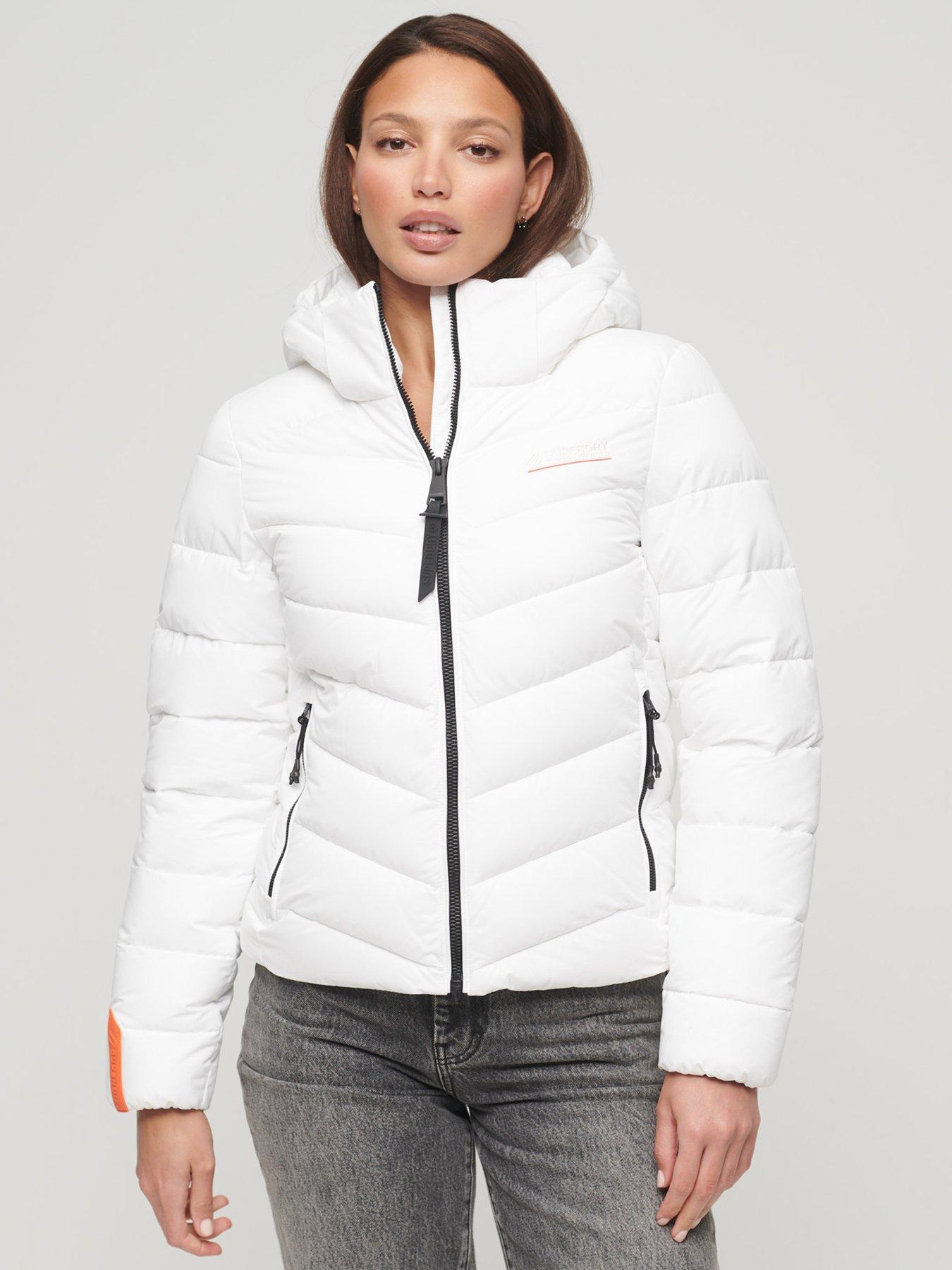 Hooded Microfibre Padded Jacket White