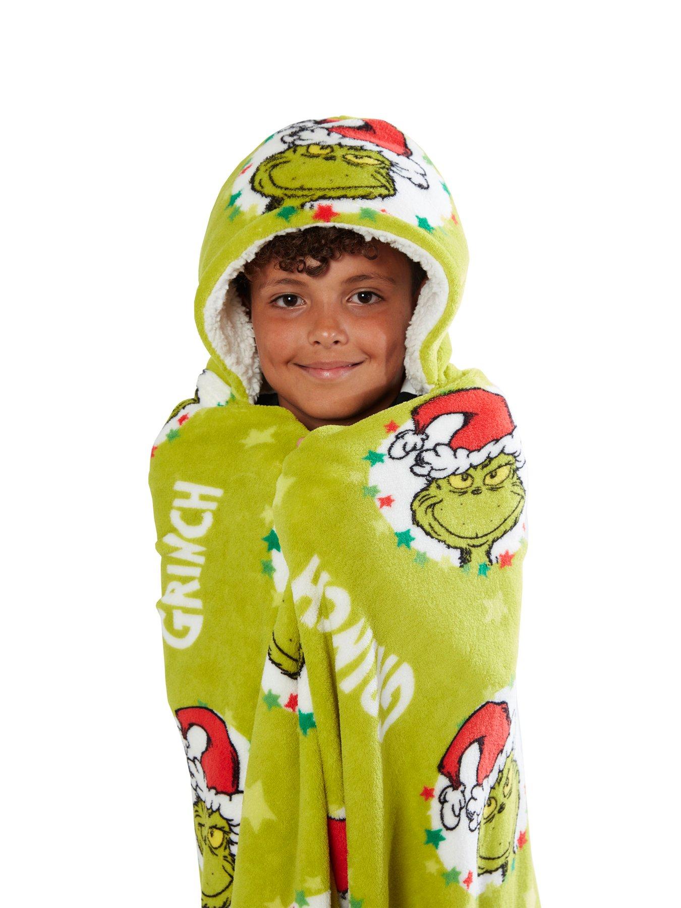 the-grinch-christmas-hooded-fleece-blanket-greendetail