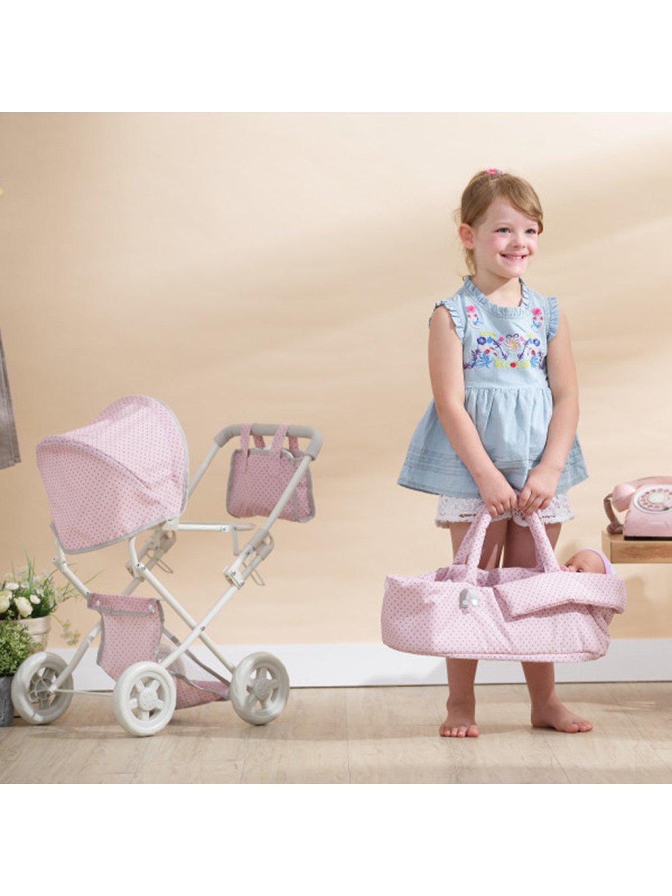 Image 3 of 6 of Teamson Kids Olivia's Little World - Polka Dots Princess Baby Doll Deluxe Stroller - Pink &amp; Grey