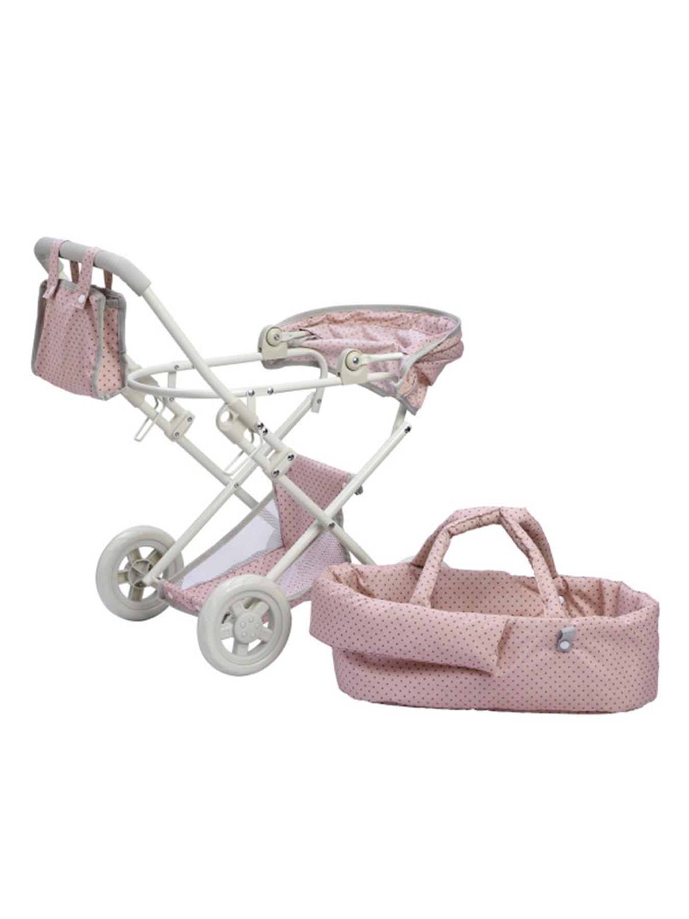 Image 5 of 6 of Teamson Kids Olivia's Little World - Polka Dots Princess Baby Doll Deluxe Stroller - Pink &amp; Grey