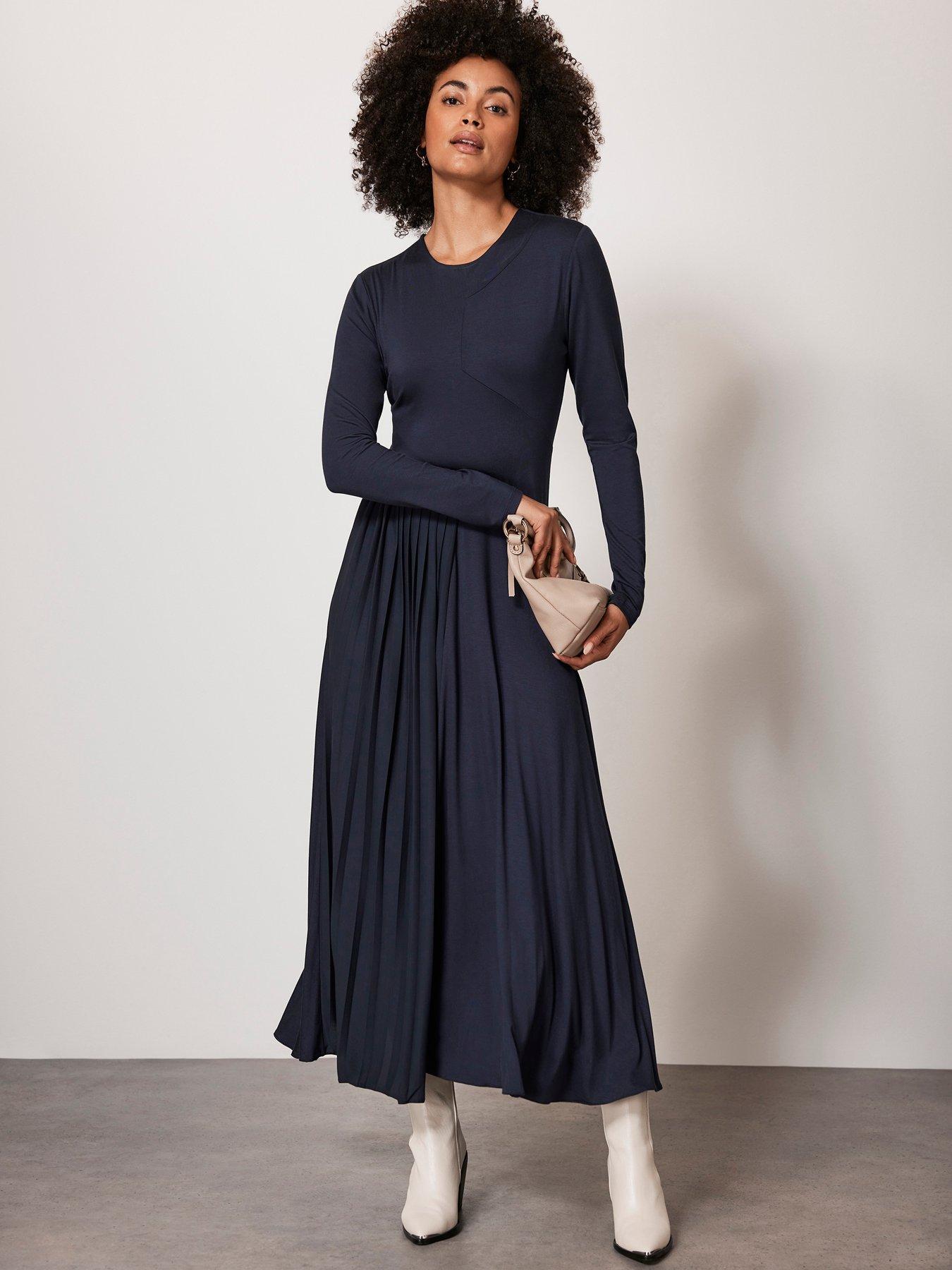 Navy jersey store midi dress