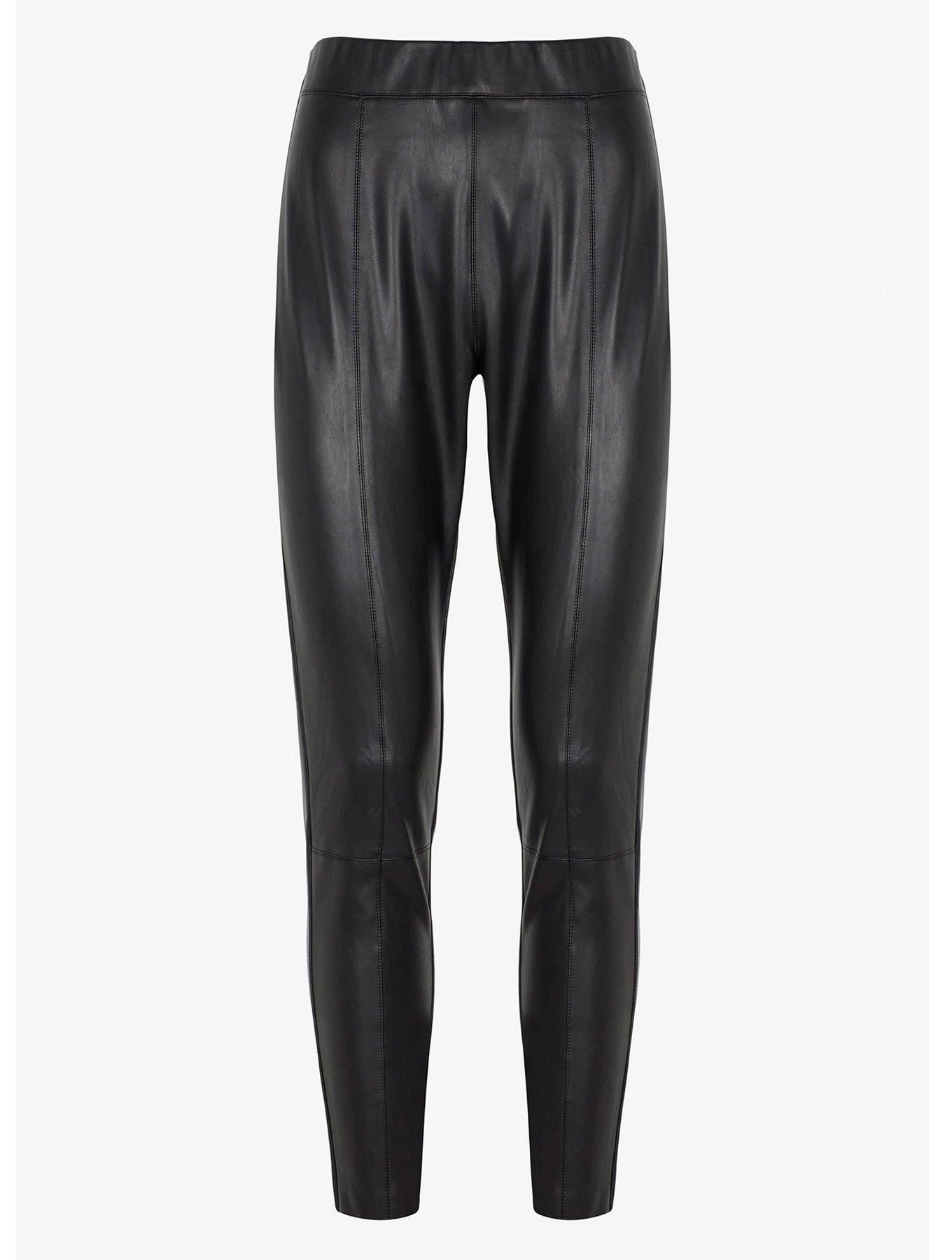 Black Faux Leather Belted Trousers – AX Paris