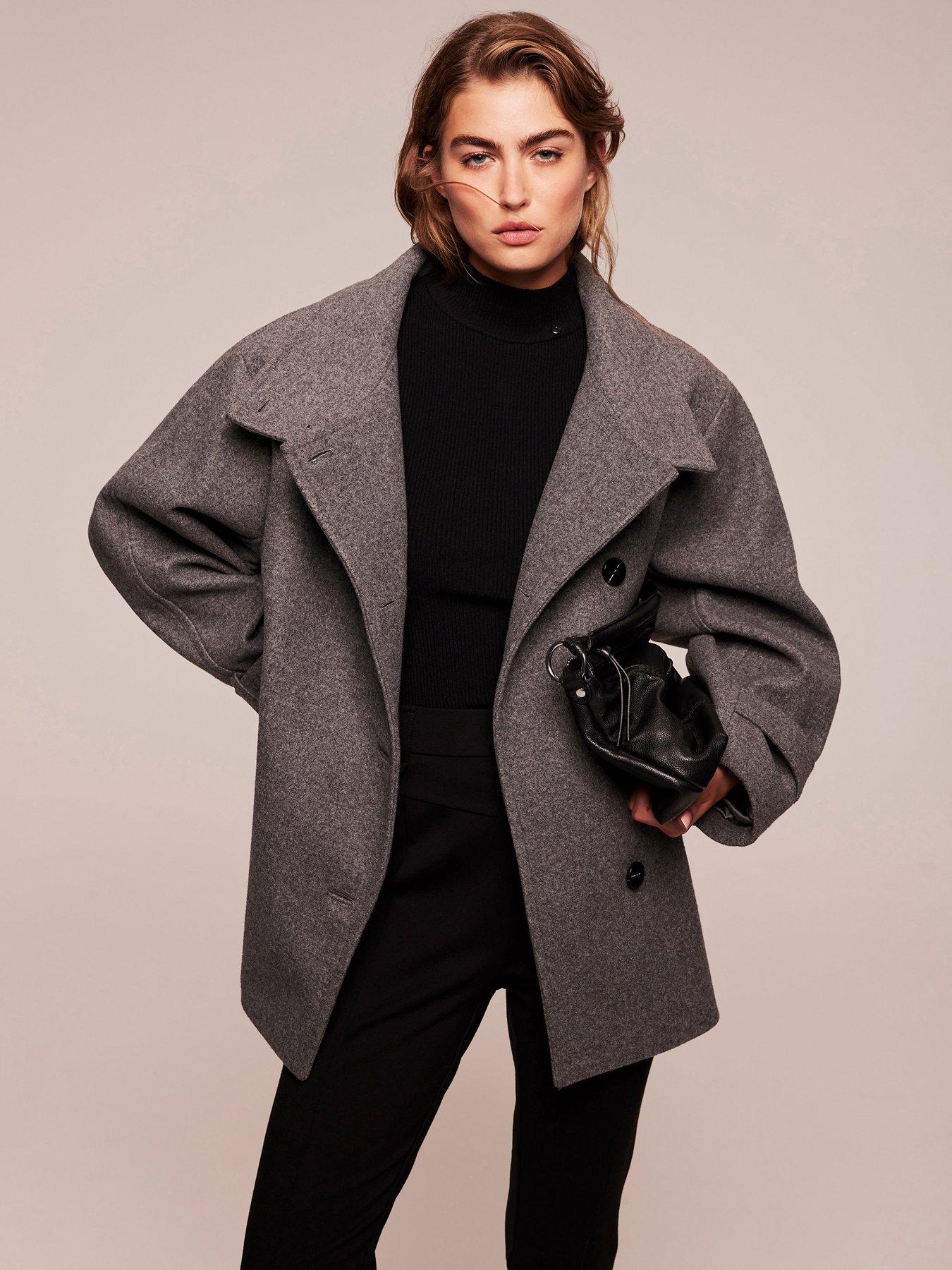 Short funnel neck clearance coat