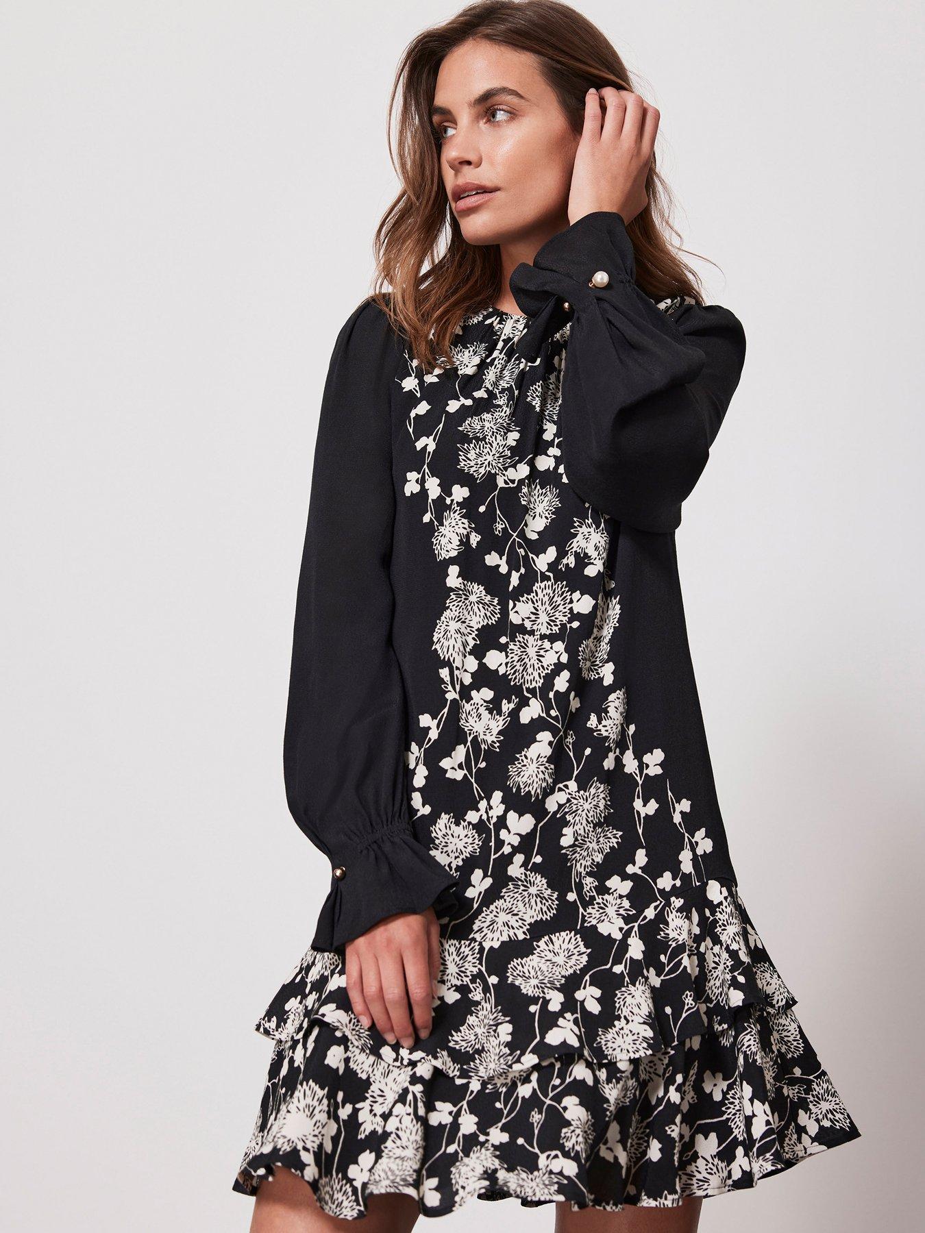 Mint velvet black 2024 embroidered floral wrap dress