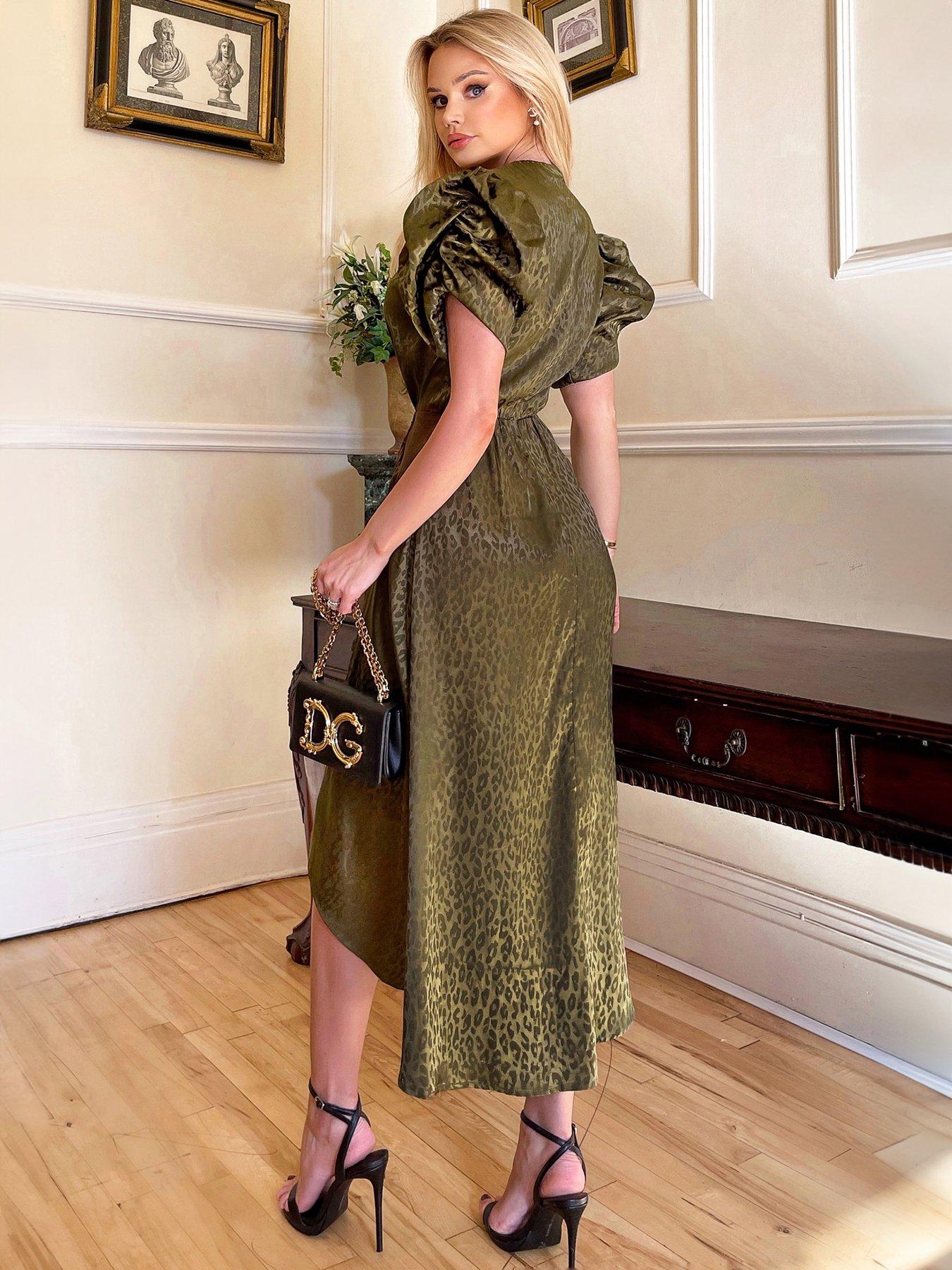 ax-paris-olive-animal-print-puff-sleeve-satin-midi-dressstillFront