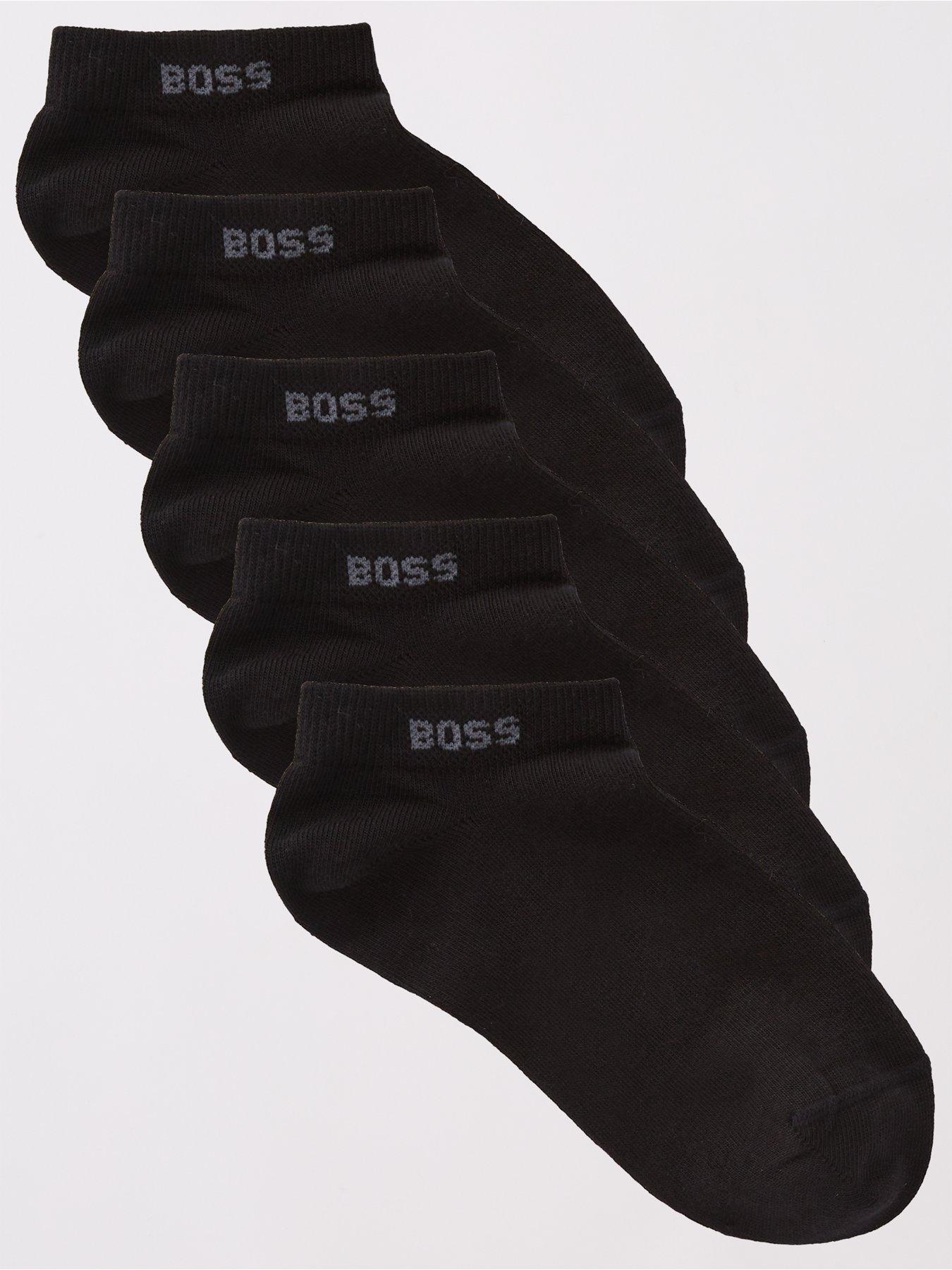 boss-5-pack-logo-trainer-sock-blackfront