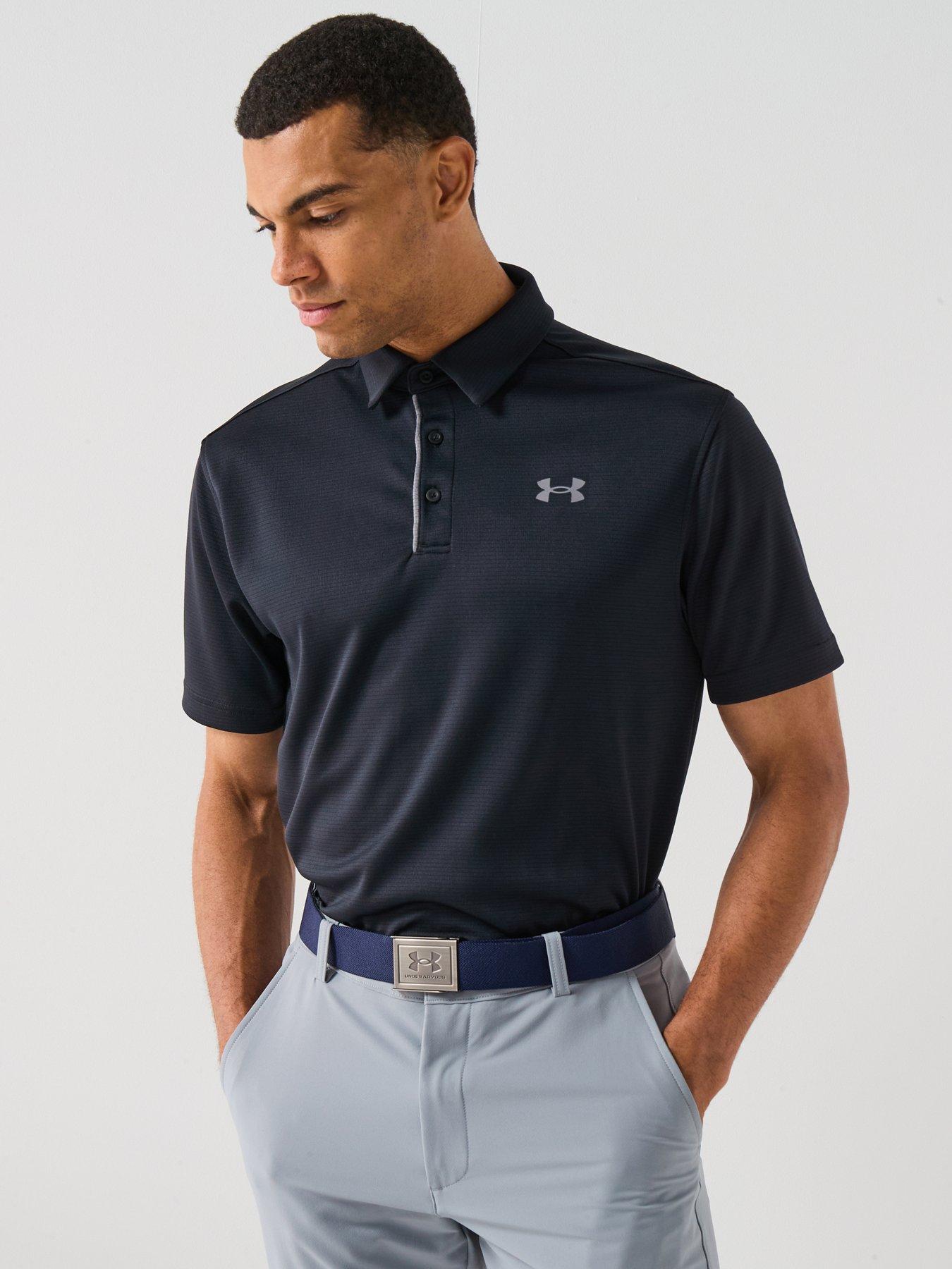 Under Armour Mens Golf Tech Polo - Black in Black / Graphite / Graphite