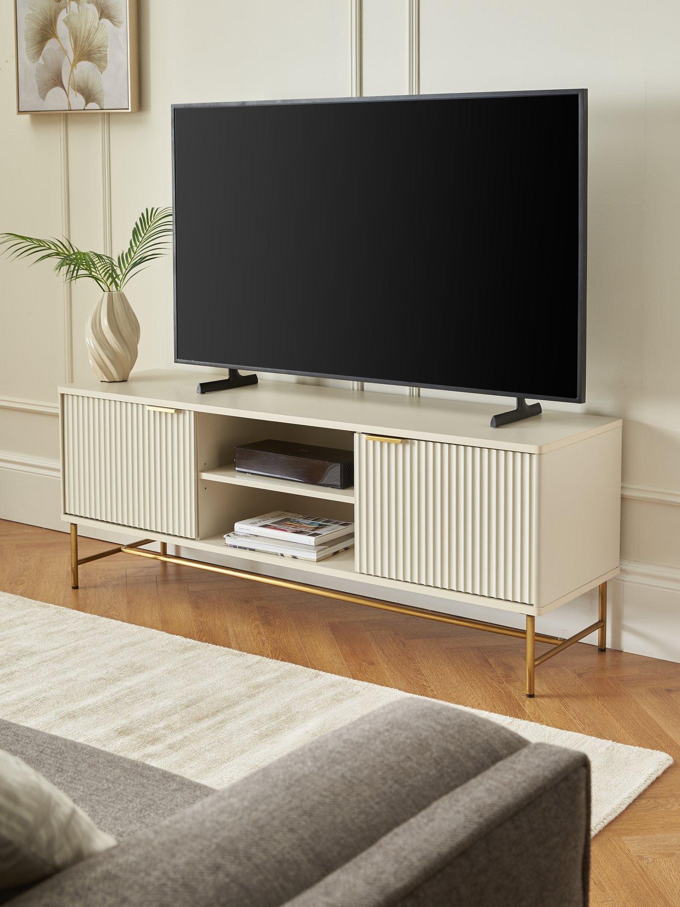 Very Home Cora TV Unit - Ivory/Brass - fits up to 60 inch TV