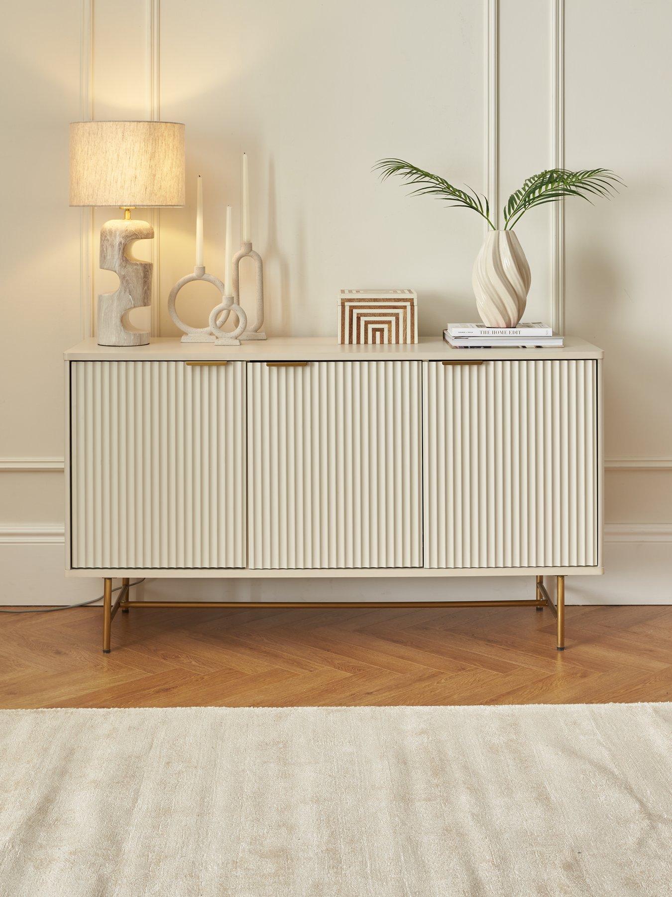 Image 1 of 6 of Very Home Cora Large 3 Door Sideboard - Ivory/Brass