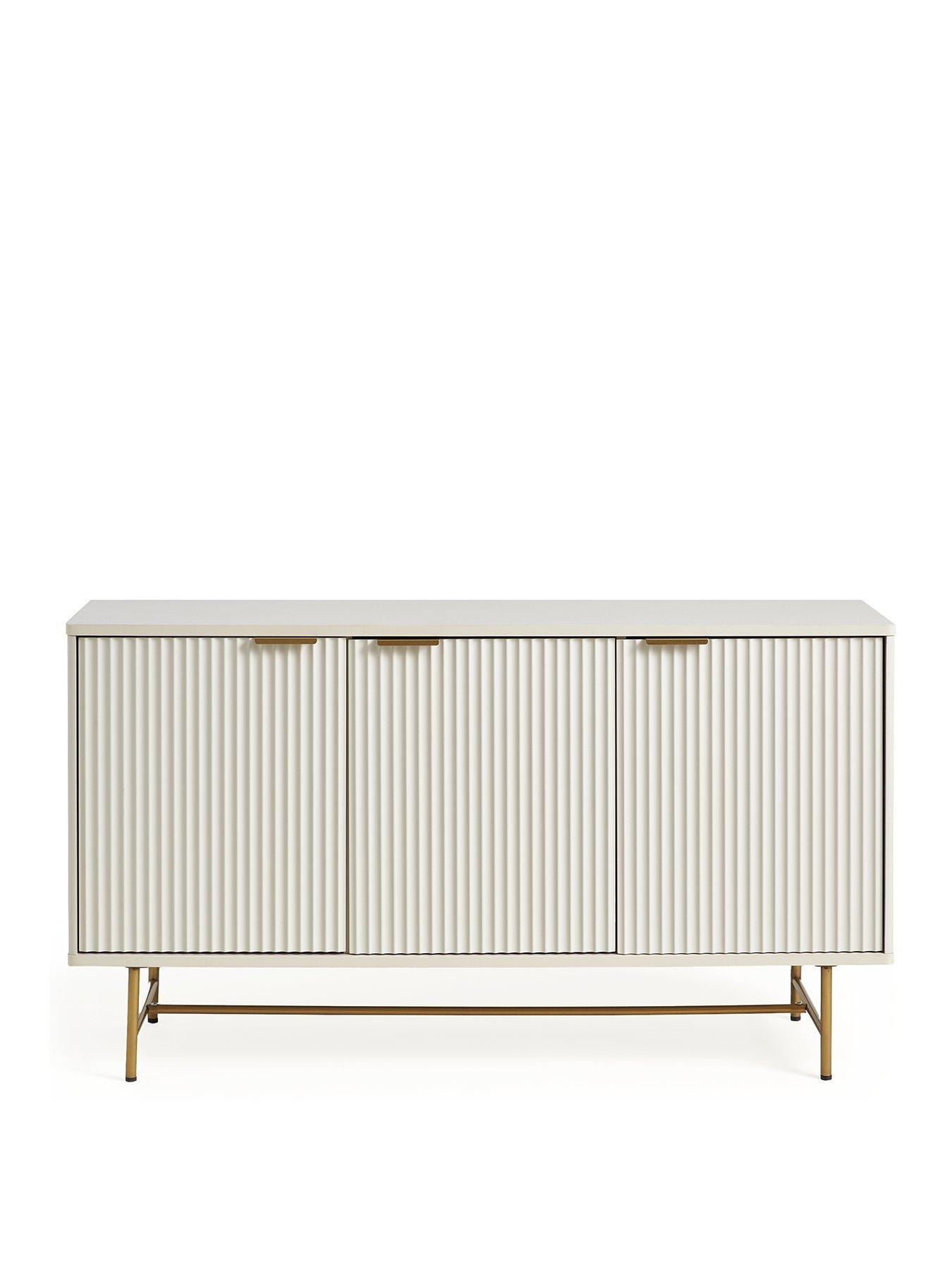 Image 2 of 6 of Very Home Cora Large 3 Door Sideboard - Ivory/Brass