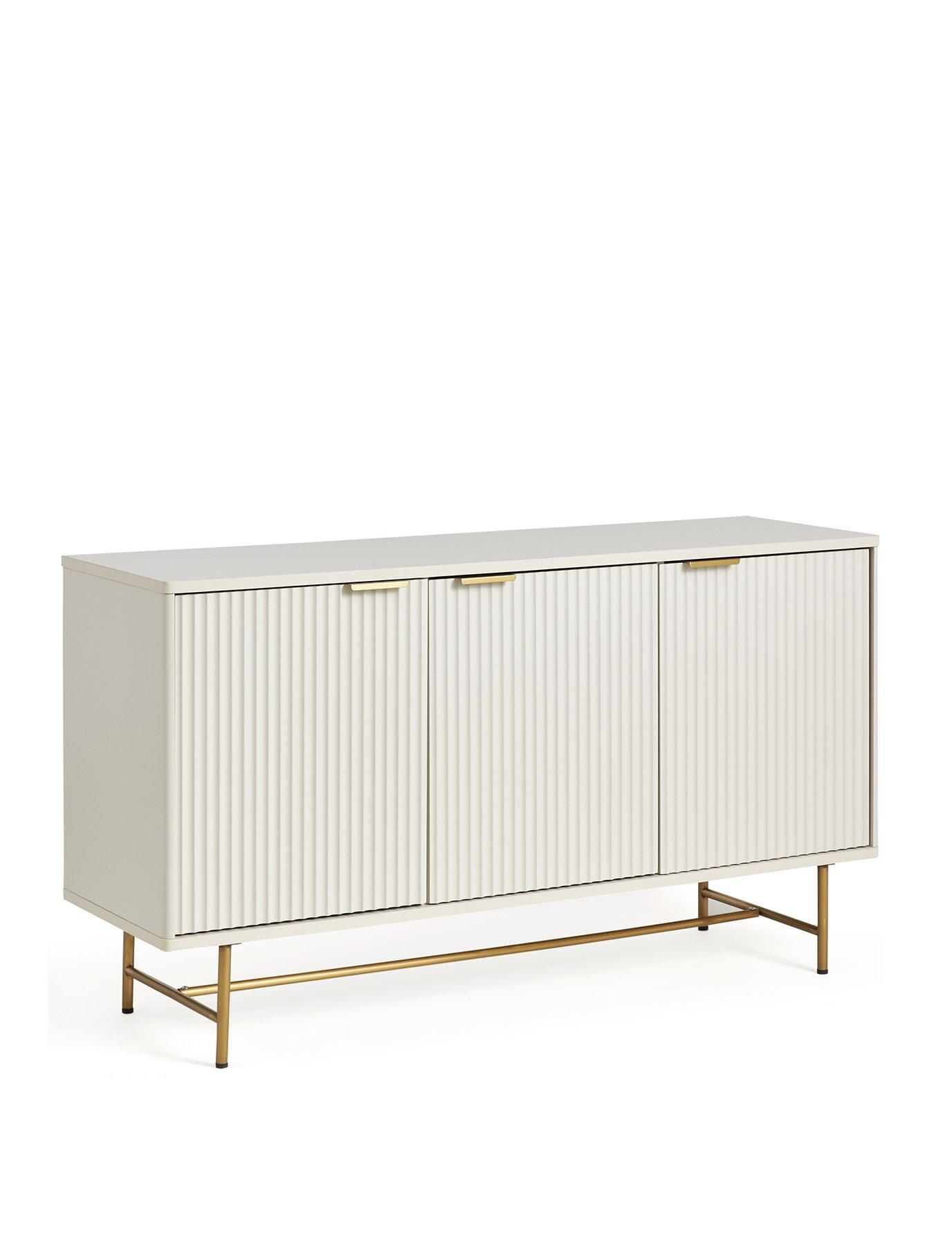 Image 3 of 6 of Very Home Cora Large 3 Door Sideboard - Ivory/Brass