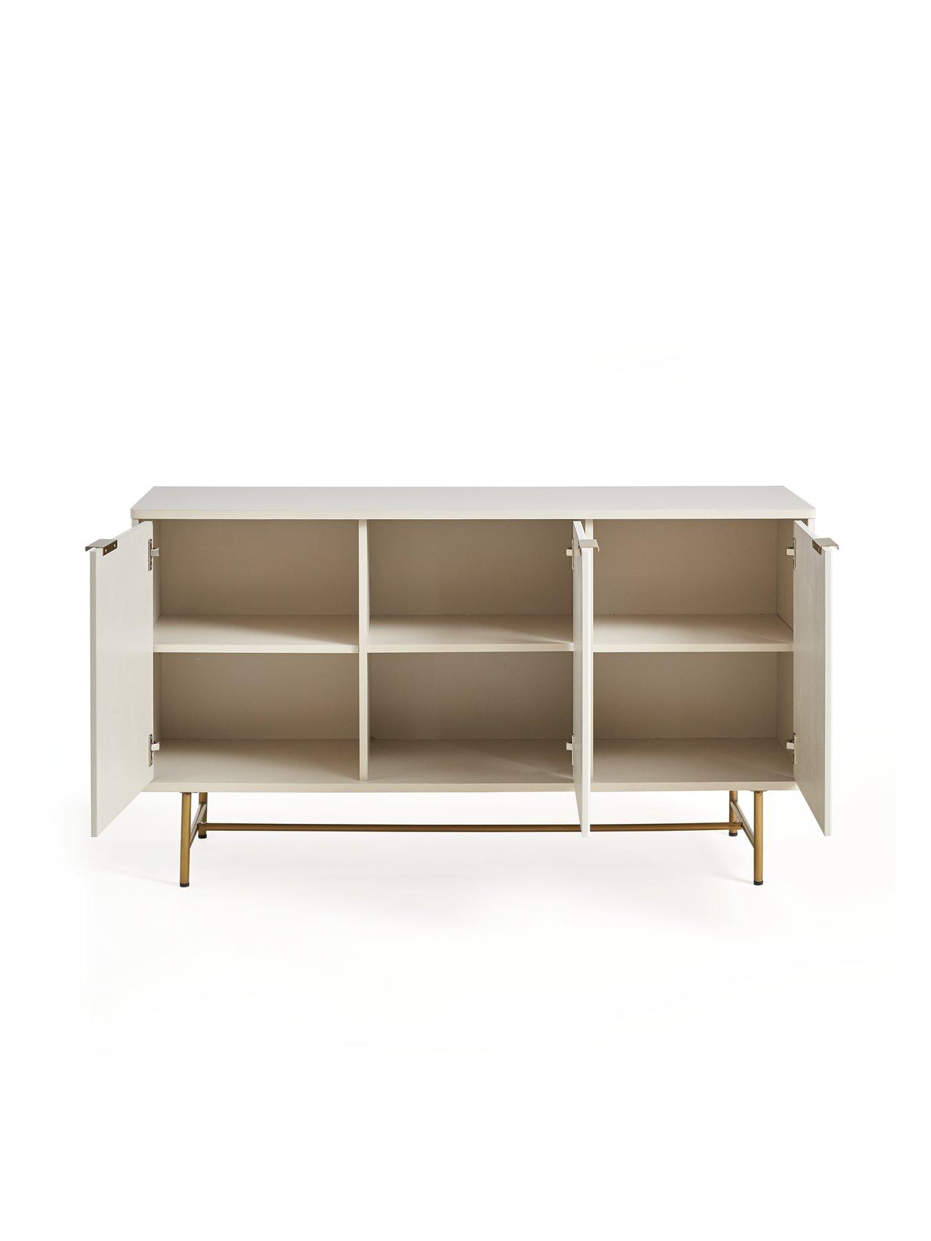 Image 4 of 6 of Very Home Cora Large 3 Door Sideboard - Ivory/Brass