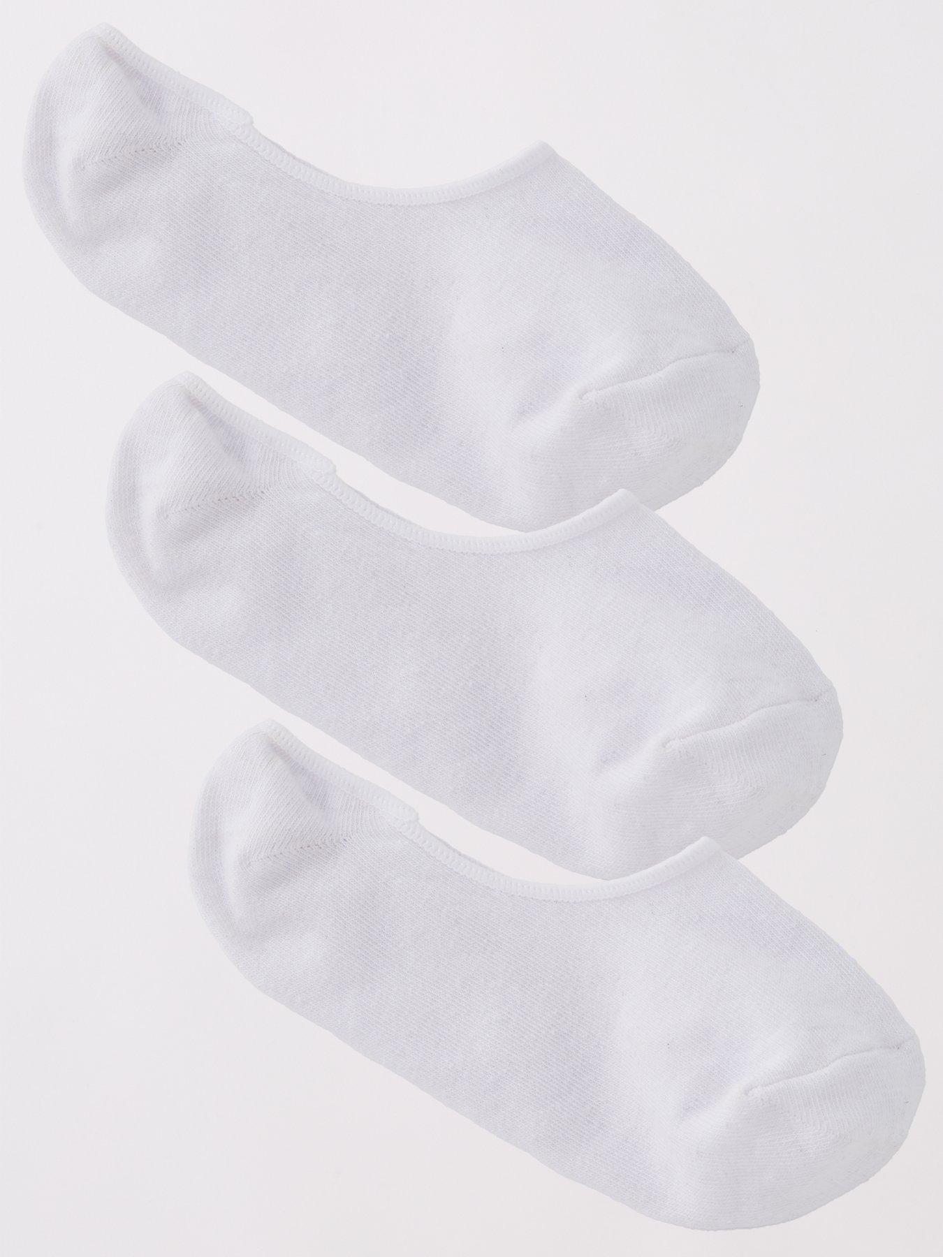 Image of Everyday 3 Pack Invisible Trainer Liner Socks With Heel Grips - White