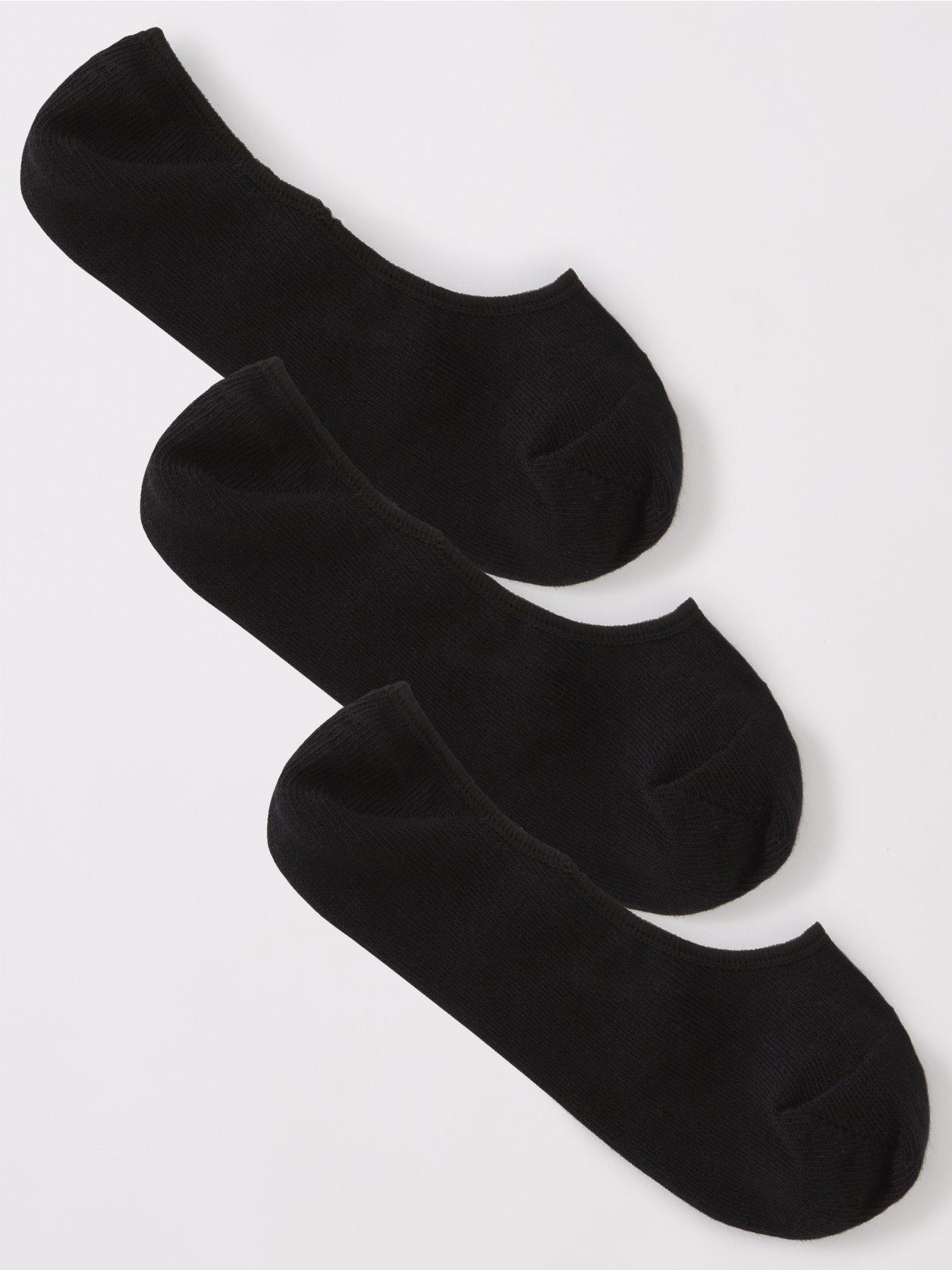 undefined 3 Pack Invisible Trainer Liner Socks with Heel Grips - Black