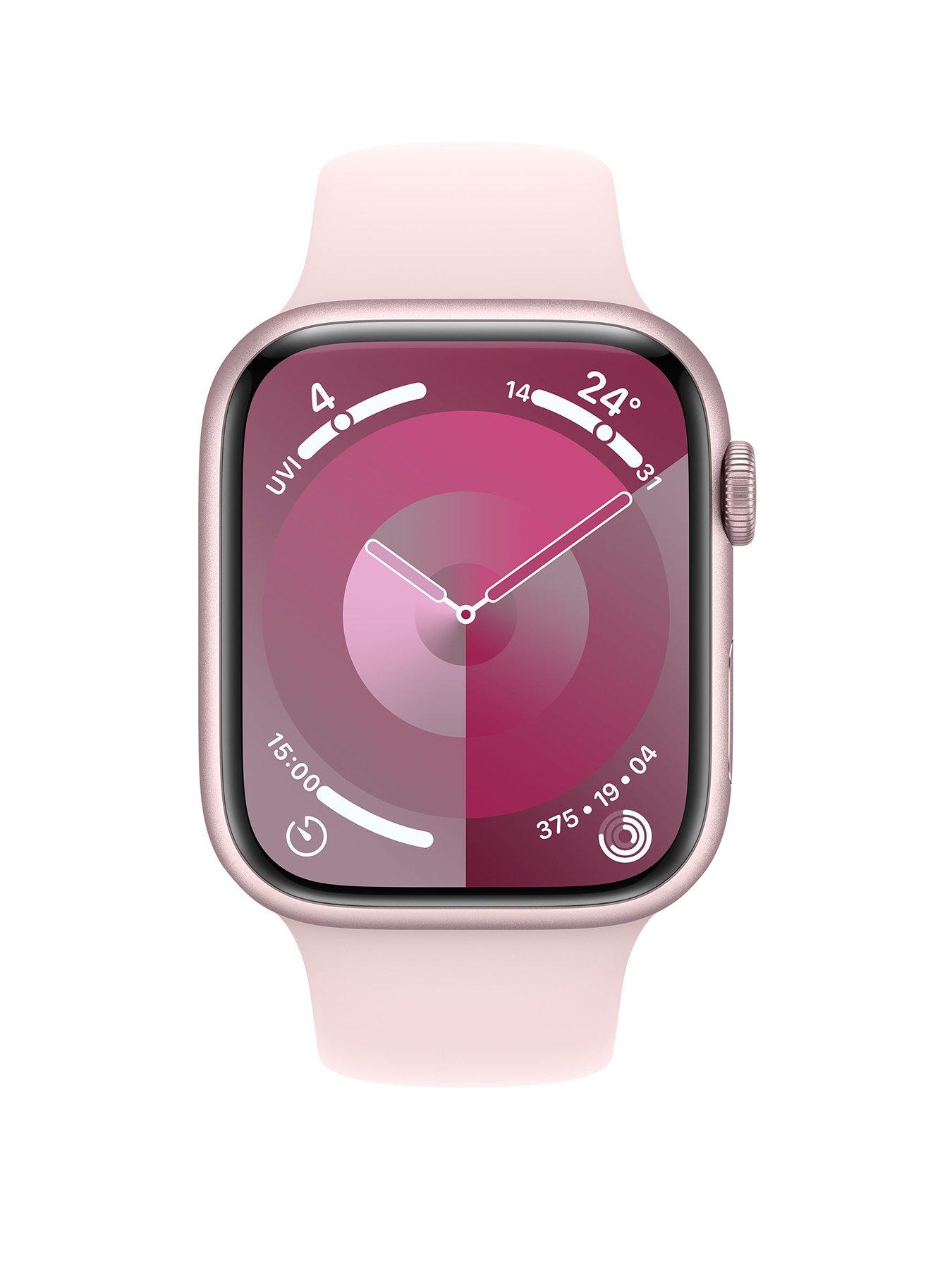 apple-watch-series-9-gps-45mm-pink-aluminium-case-with-light-pink-sport-bandstillFront