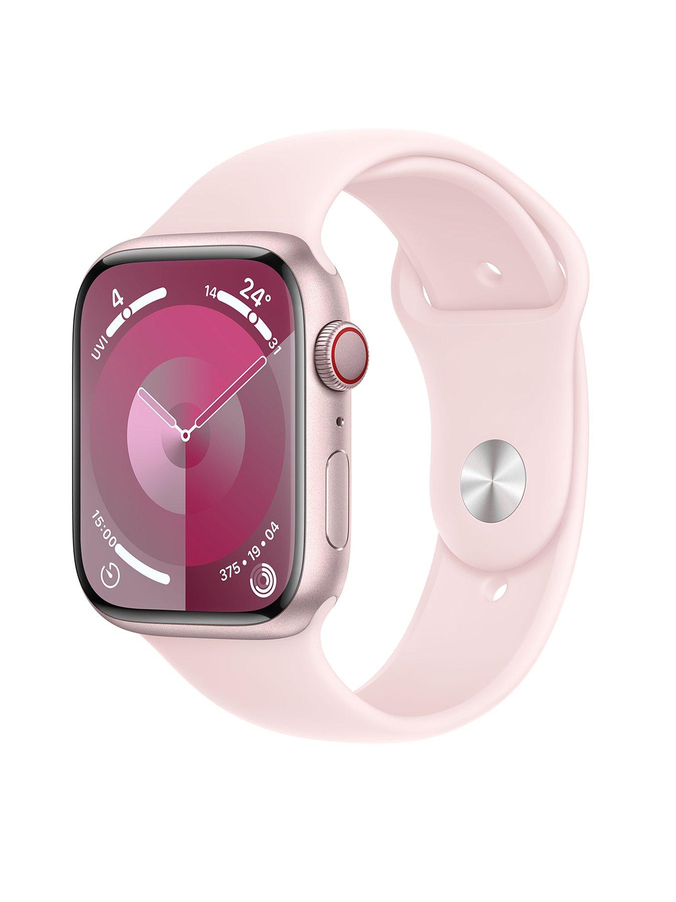 Silver apple watch sales pink band