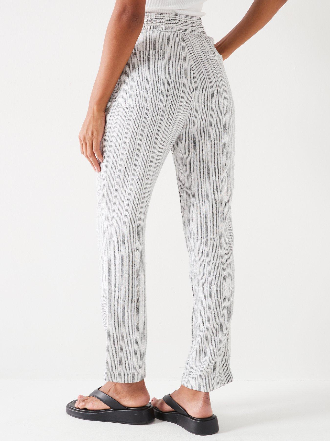 everyday-linen-blend-stripe-trousers-blackwhitestillFront