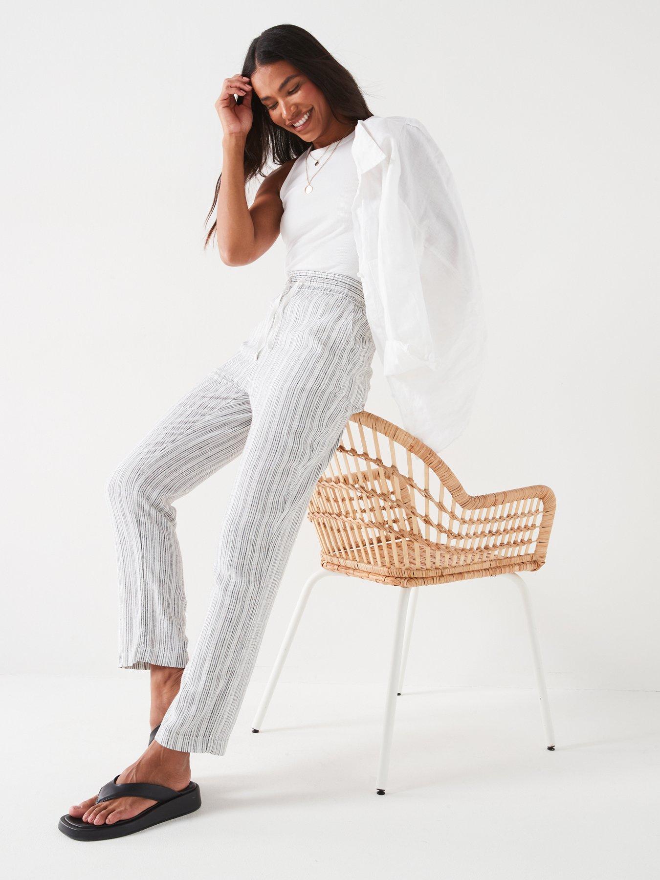 everyday-linen-blend-stripe-trousers-blackwhitedetail