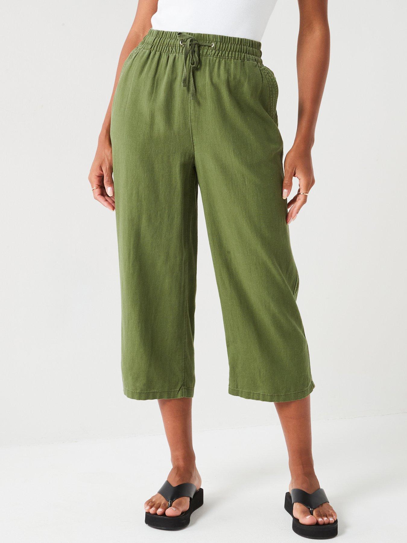 Cropped linen-blend trousers - Fuchsia - Ladies | H&M IN