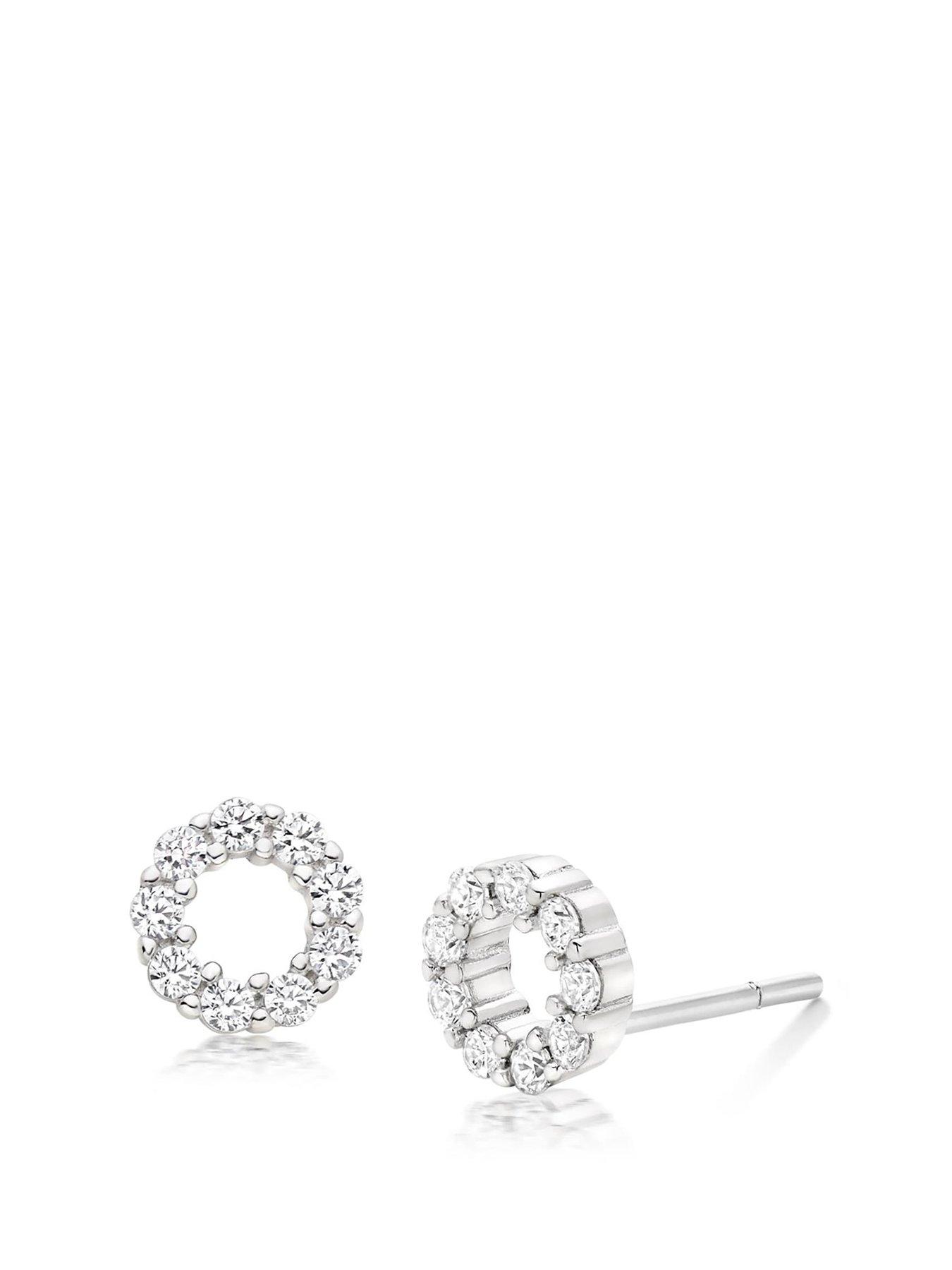 Beaverbrooks Sterling Silver Cubic Zirconia Circle Stud Earrings
