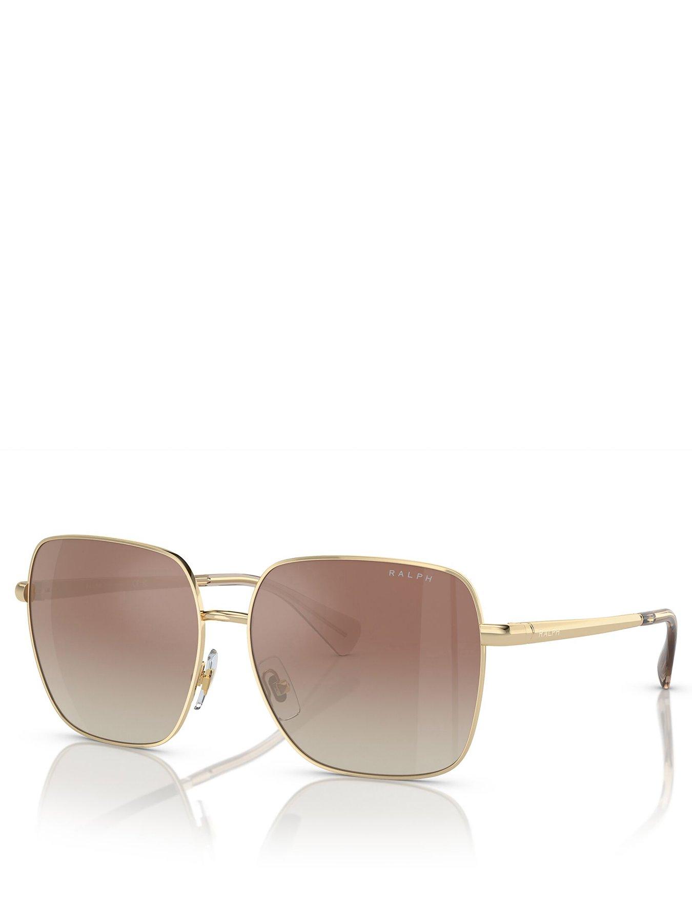 Image 1 of 4 of Ralph Square Gold Frame Sunglasses - Brown
