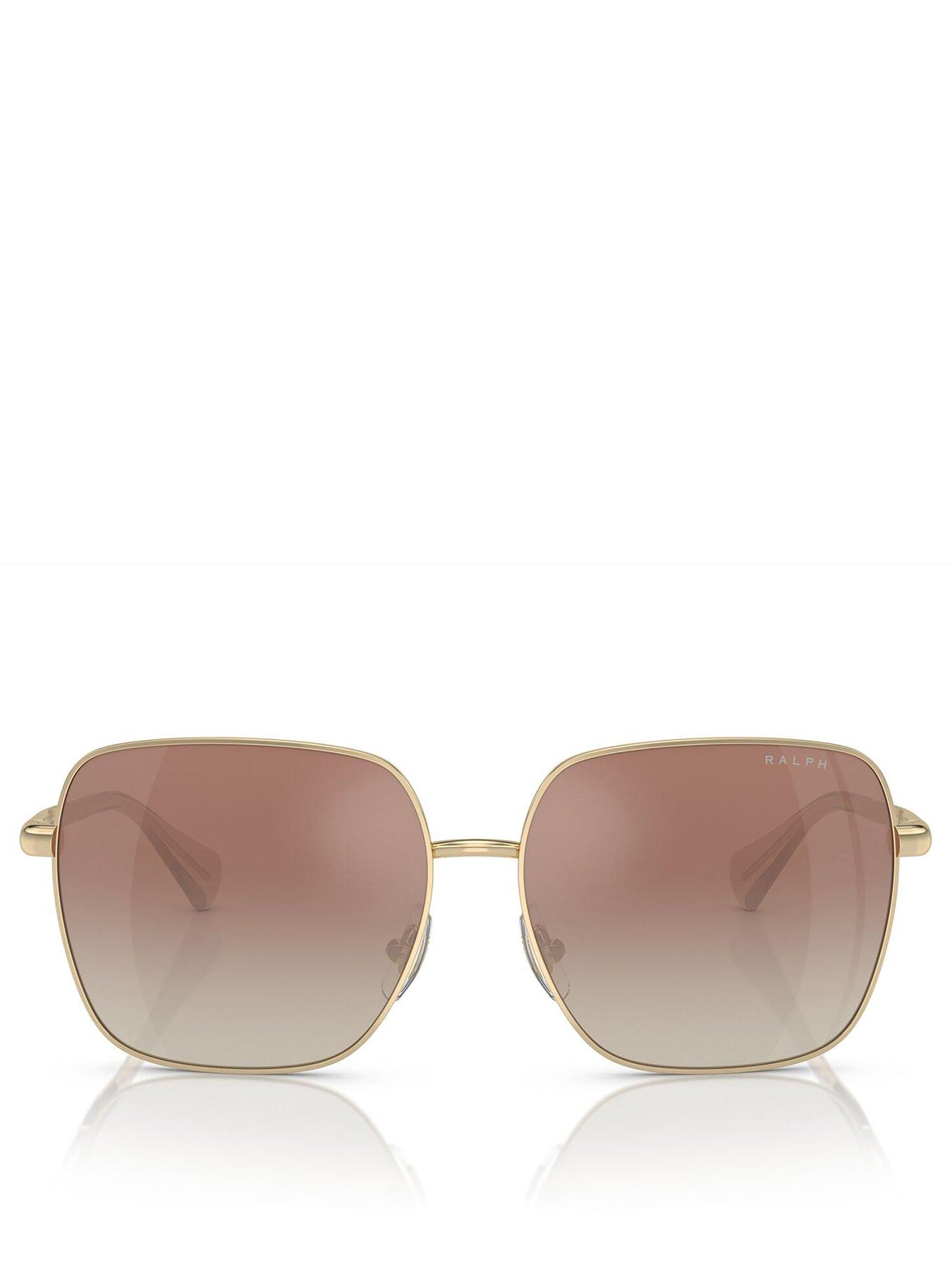 Image 3 of 4 of Ralph Square Gold Frame Sunglasses - Brown