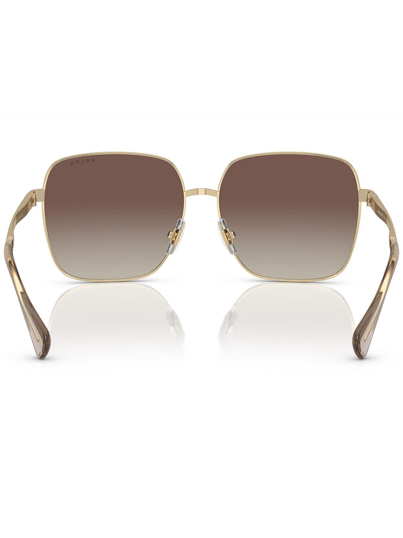 Image 4 of 4 of Ralph Square Gold Frame Sunglasses - Brown