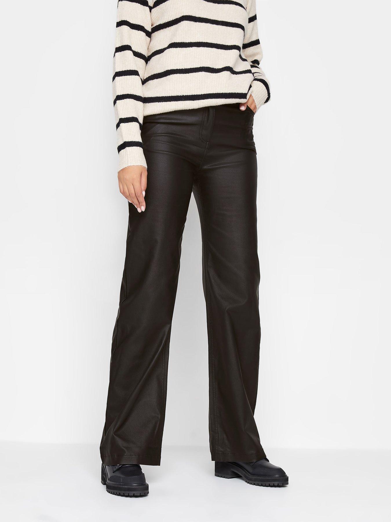 Long Tall Sally Black Coated Wide Leg Jean