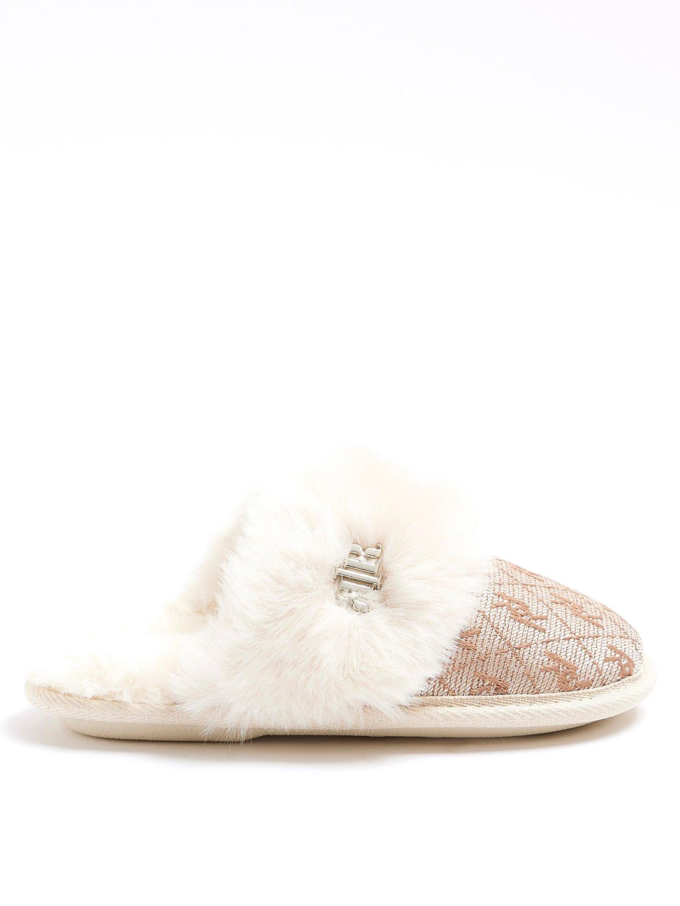 River island fur online slippers