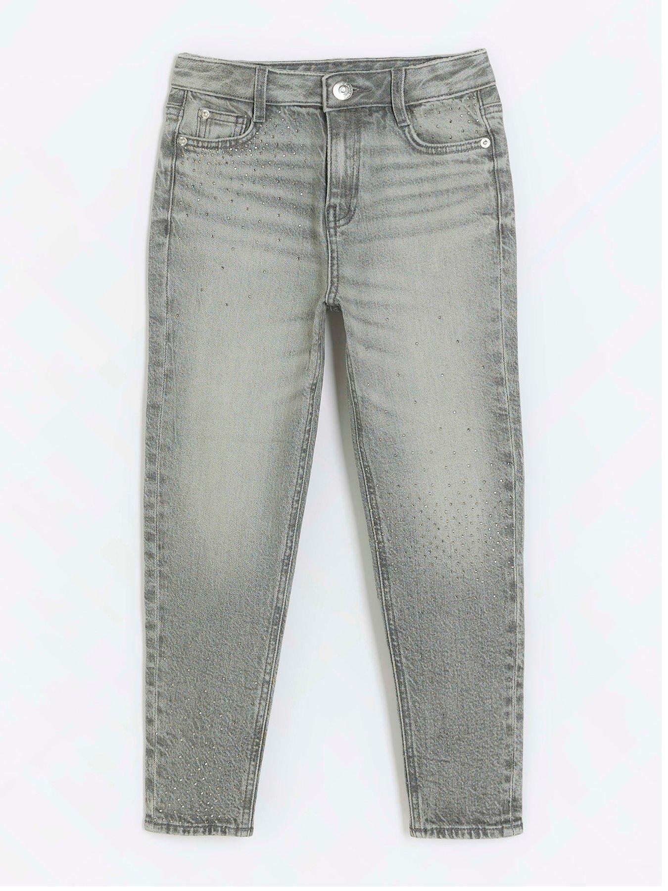 River Island Girls Ripped Flare Jeans - Blue