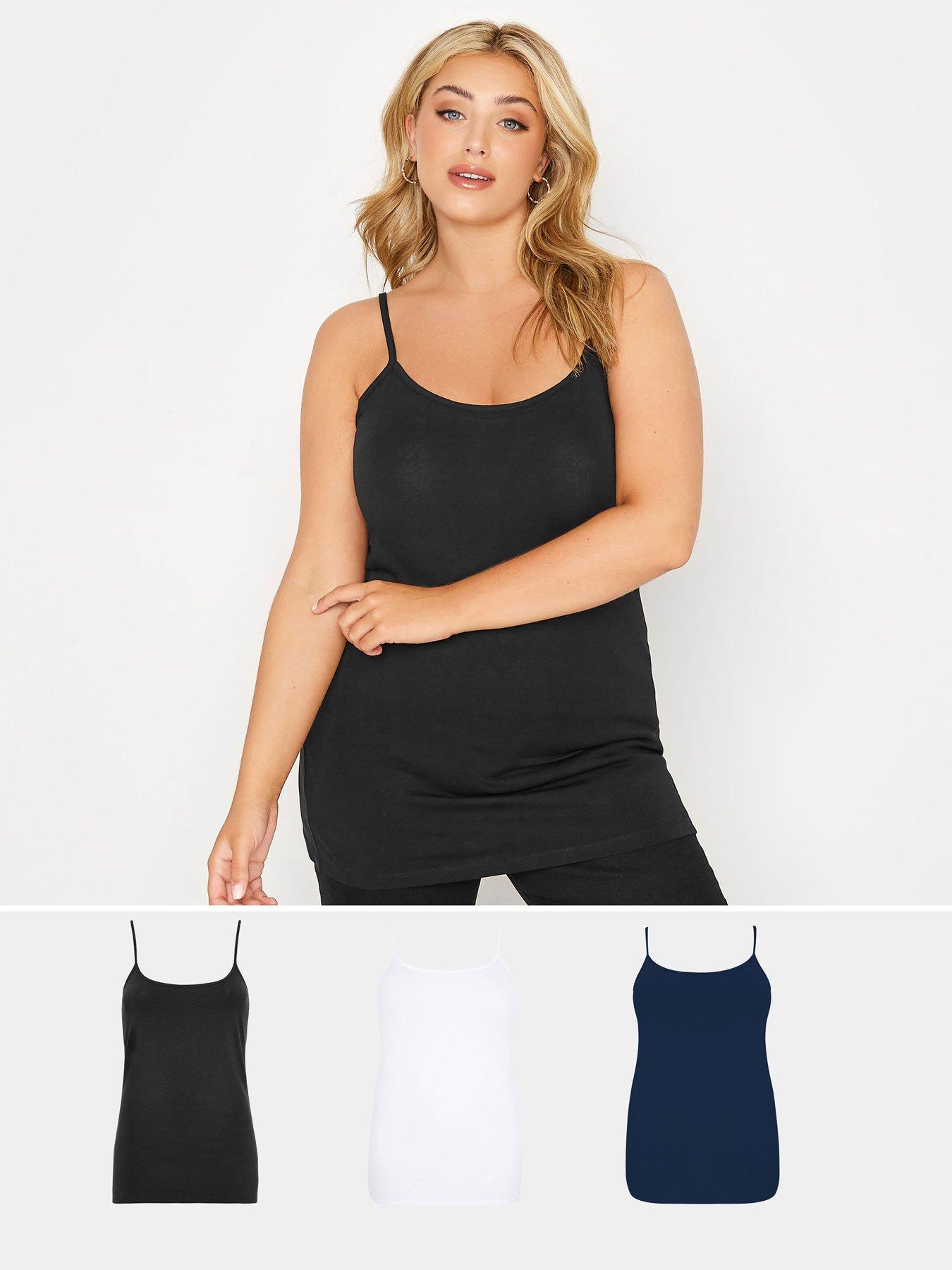 undefined Yours 3 Pack Cami Vest. Black/White/Navy