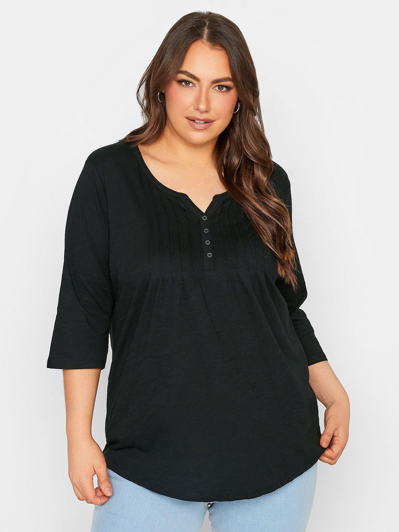 undefined Yours Pintuck Henley. Black