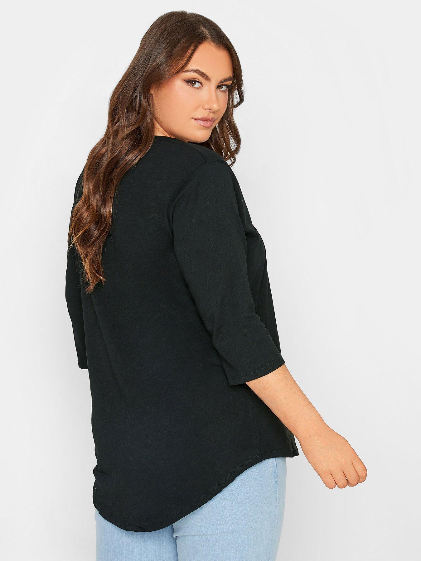 yours-yours-pintuck-henley-blackstillFront