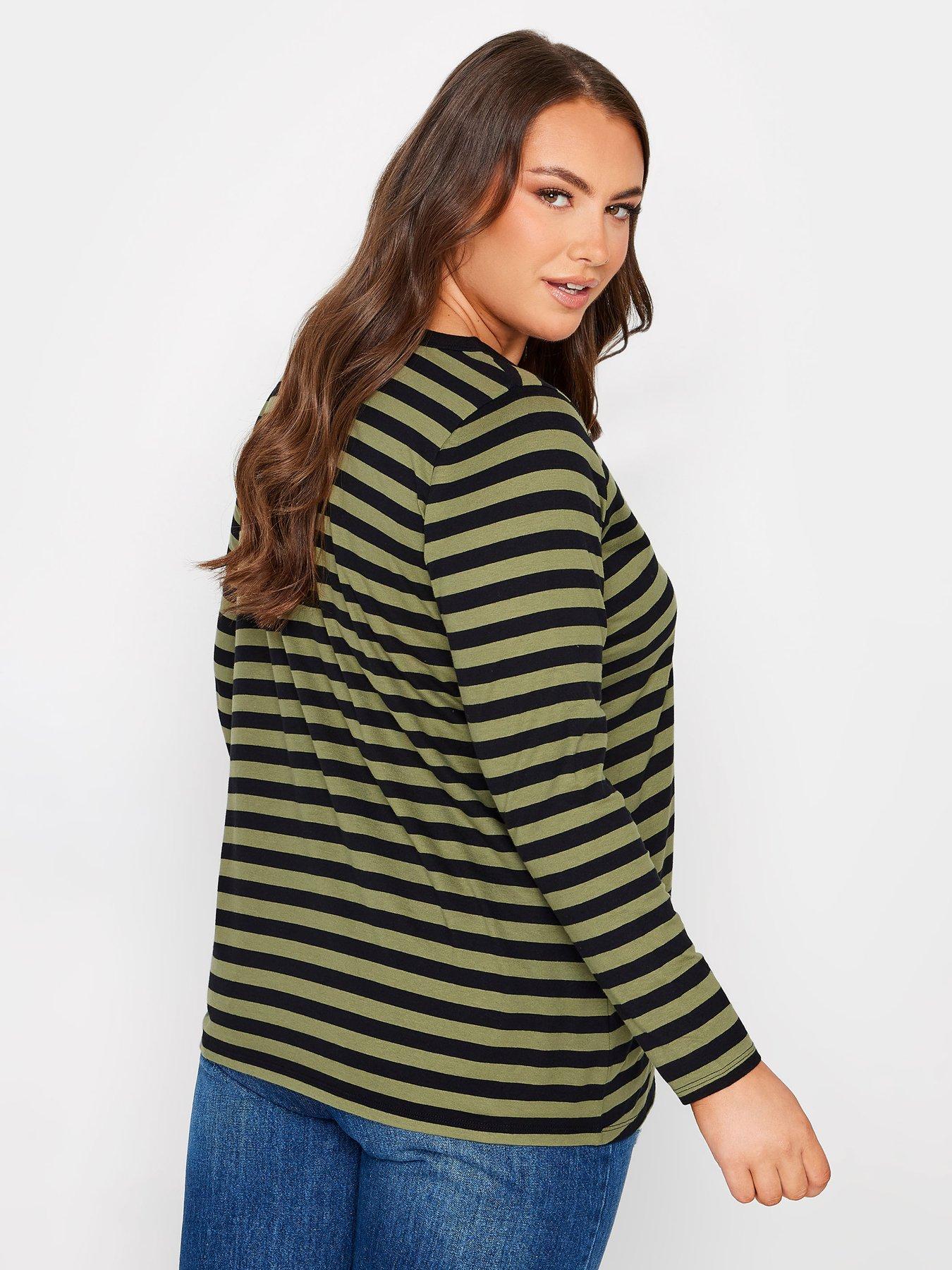 yours-yours-long-sleeve-stripe-tee-khakiblackstillFront