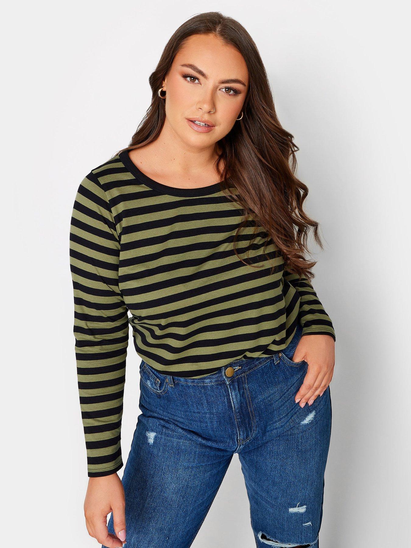 yours-yours-long-sleeve-stripe-tee-khakiblackoutfit