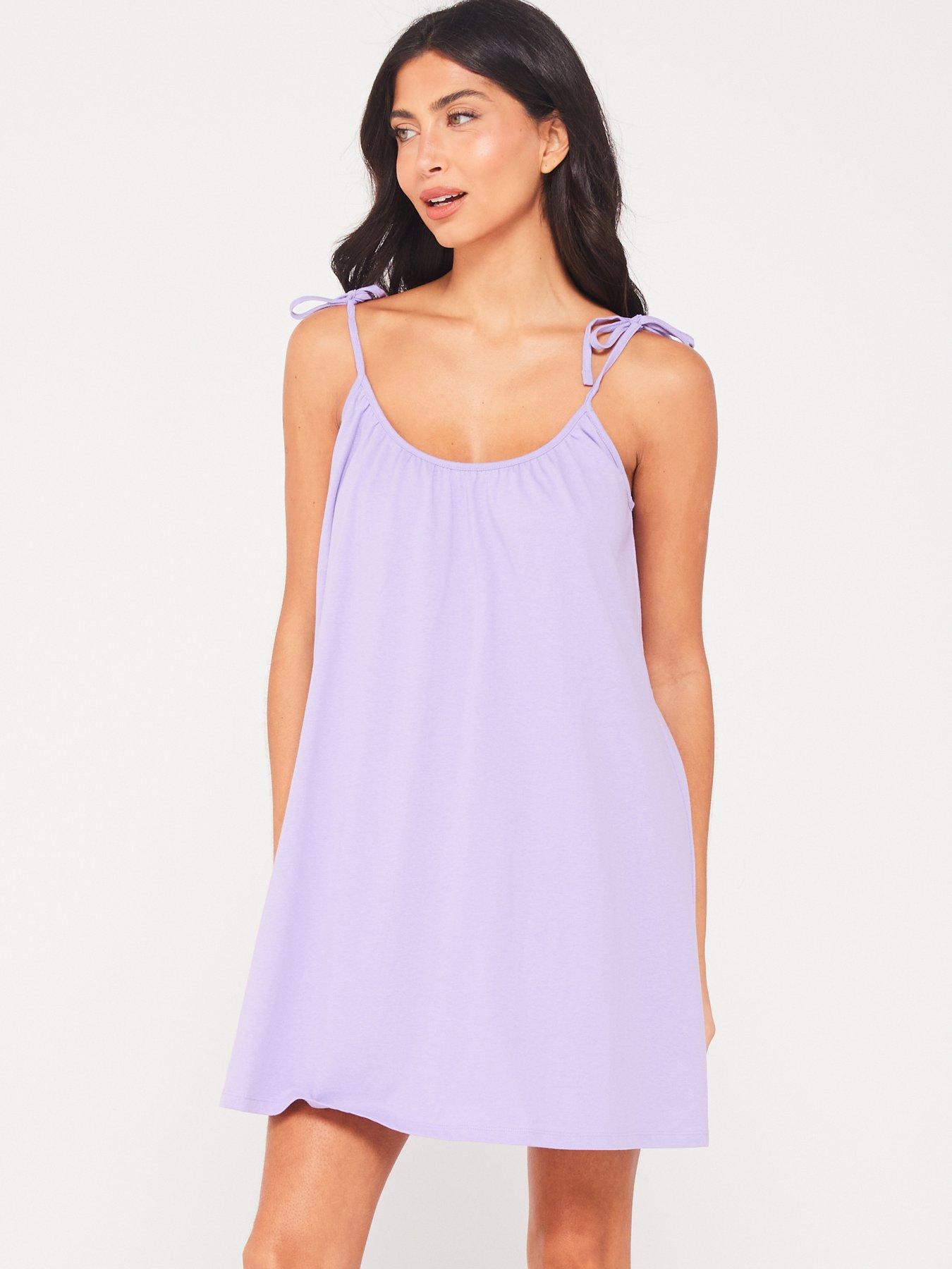 everyday-tie-shoulder-beach-mini-dress-purplefront