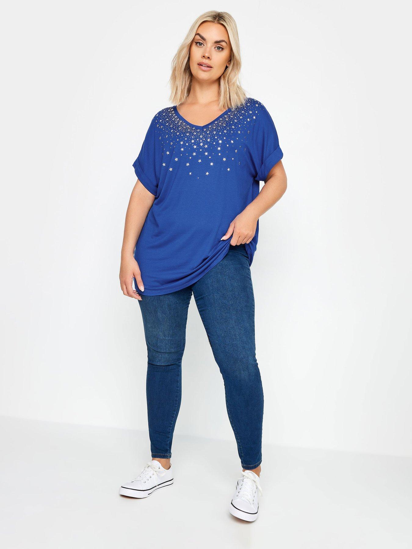 yours-sequin-and-glitter-printed-v-neck-t-shirt-blueback