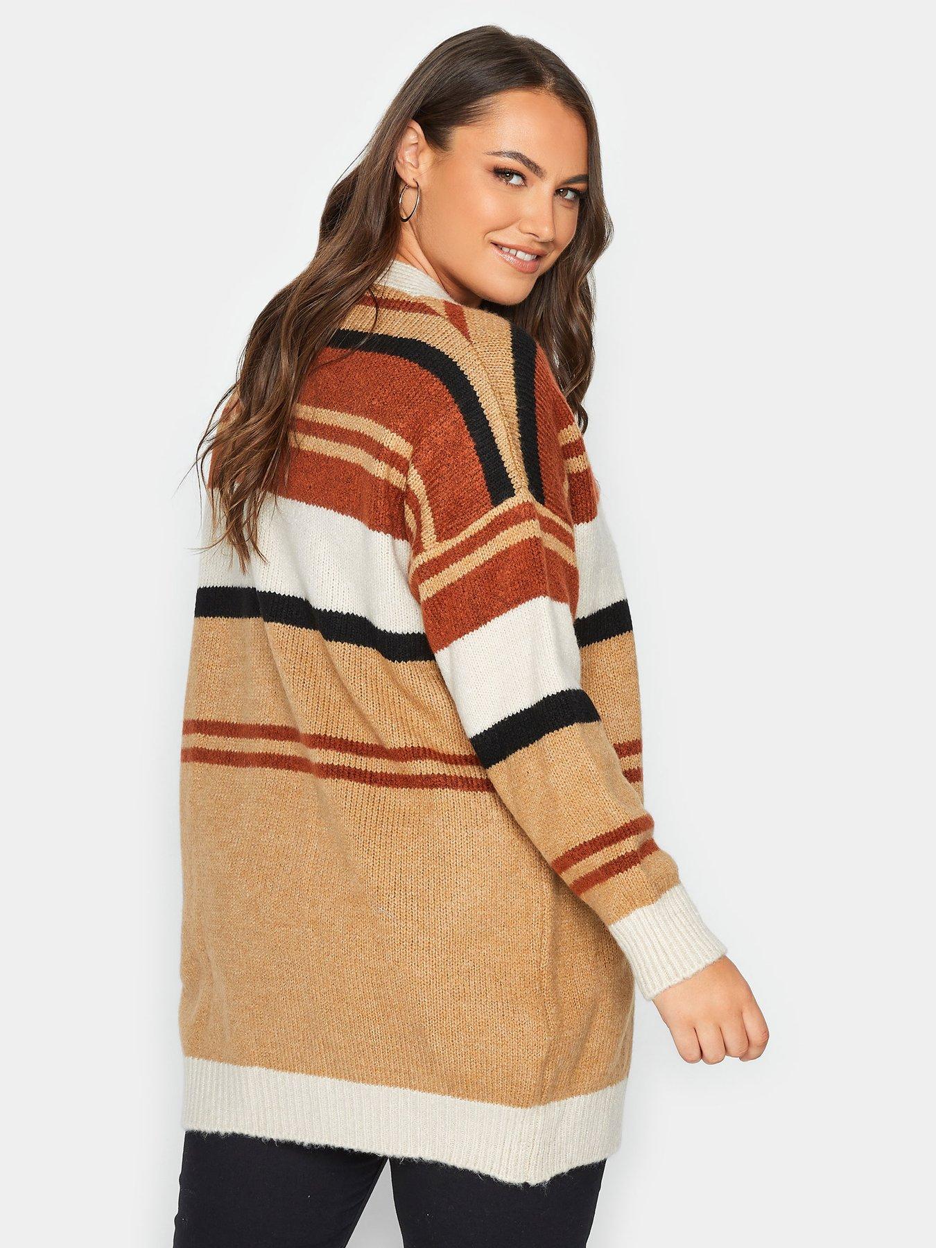 yours-luxury-block-striped-cardigan-naturalstillFront