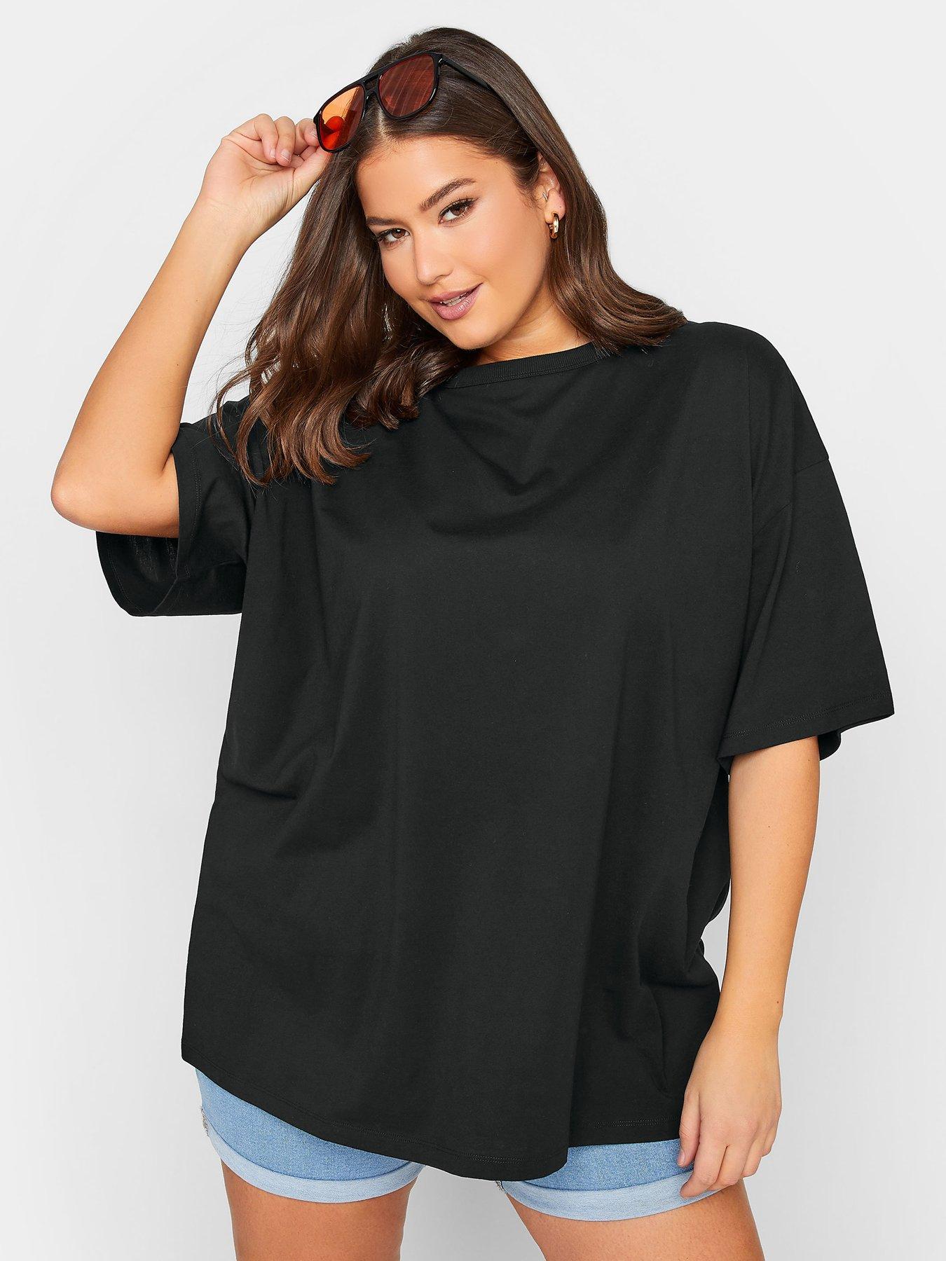 Yours Yours Oversized Boxy Tee. Black