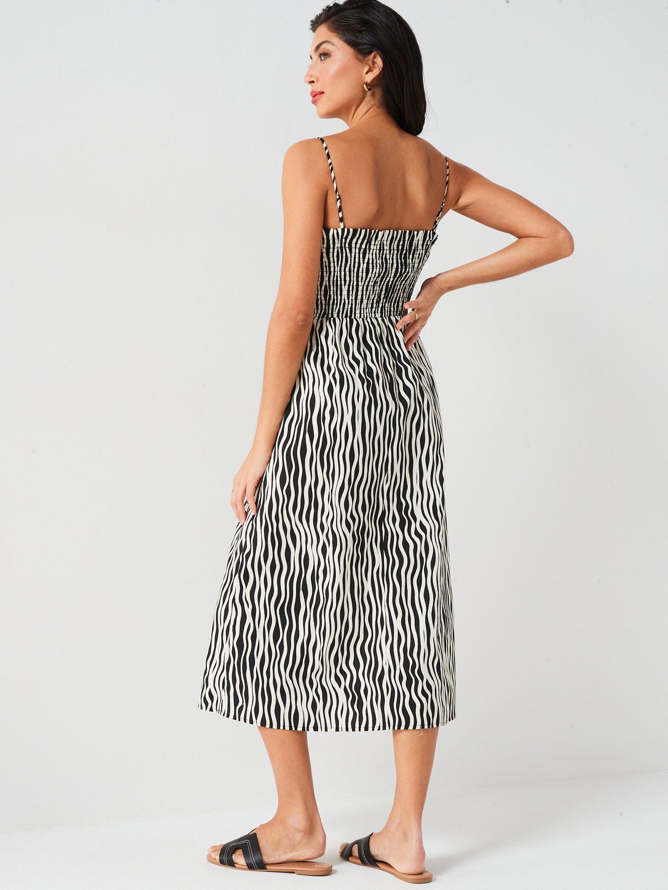 v-by-very-shirred-strappy-beach-midi-dress-blackwhitestillFront