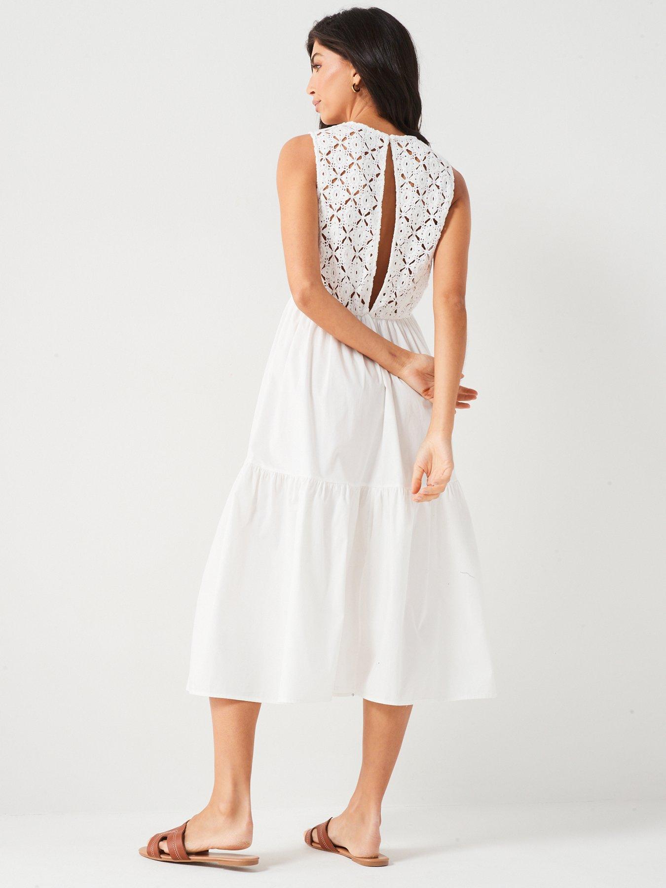 v-by-very-crochet-bodice-tiered-beach-dress-whitestillFront