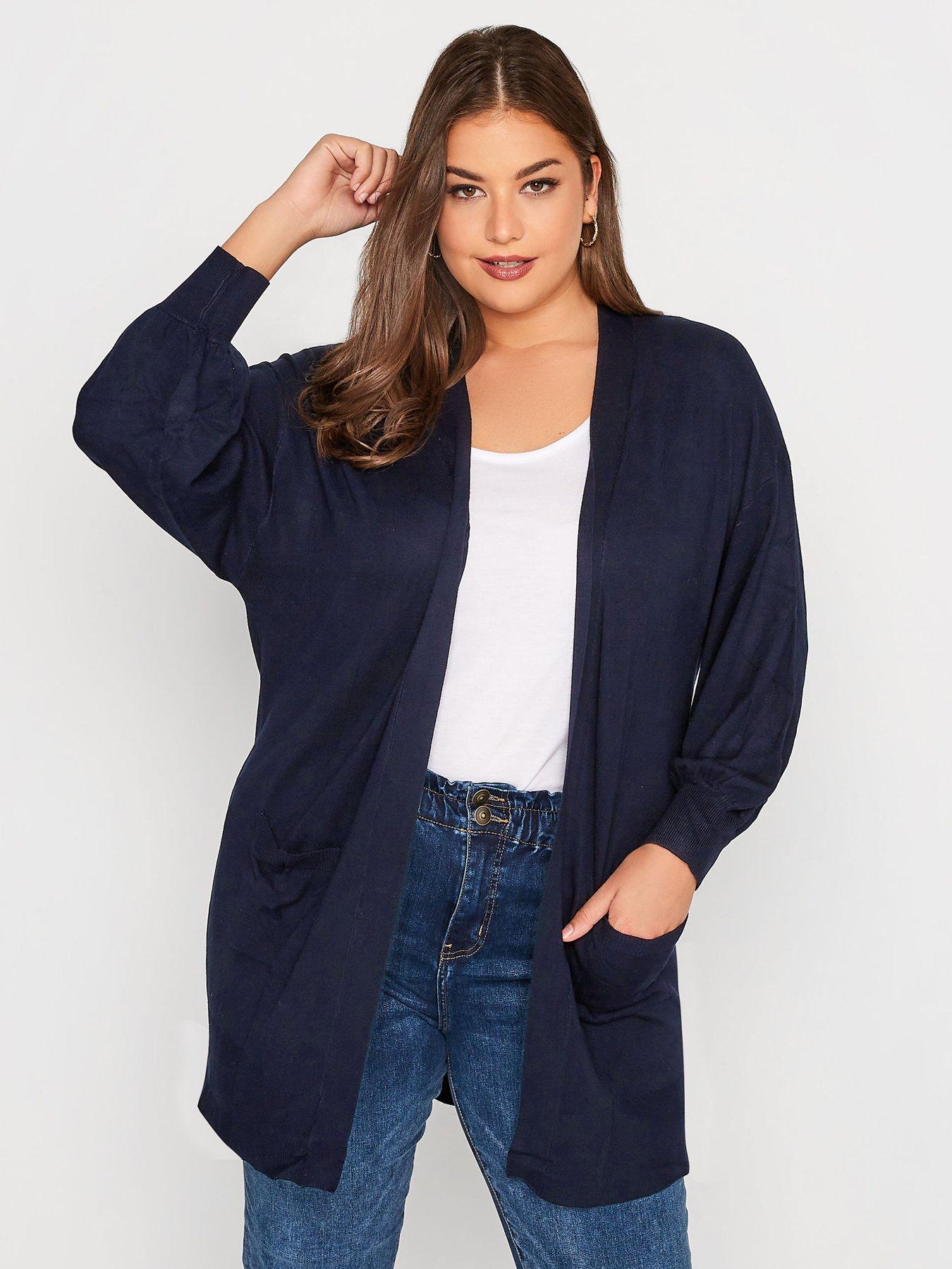 yours-yours-balloon-sleeve-fine-gauge-cardigan-navy