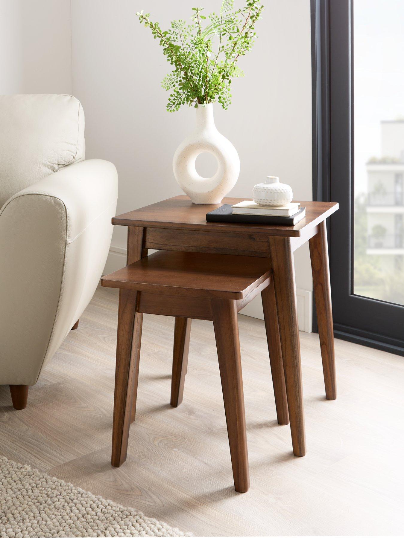 Image of Very Home Misha Ready Assembled Nest of Tables - Oak - contains Solid Wood
