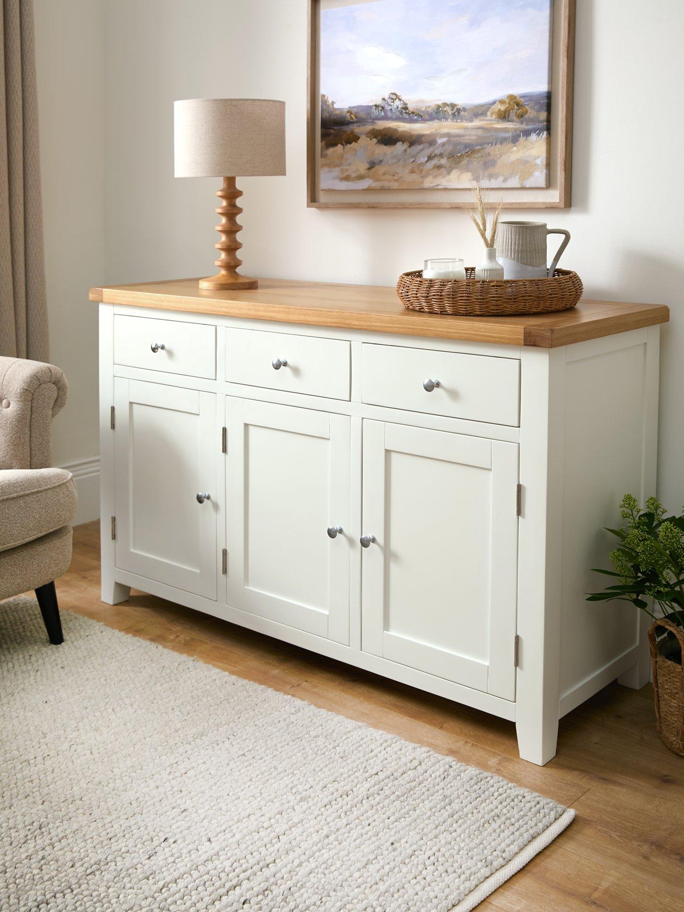 Image of Very Home Hamilton Ready Assembled 3 Door Sideboard - contains Solid Wood