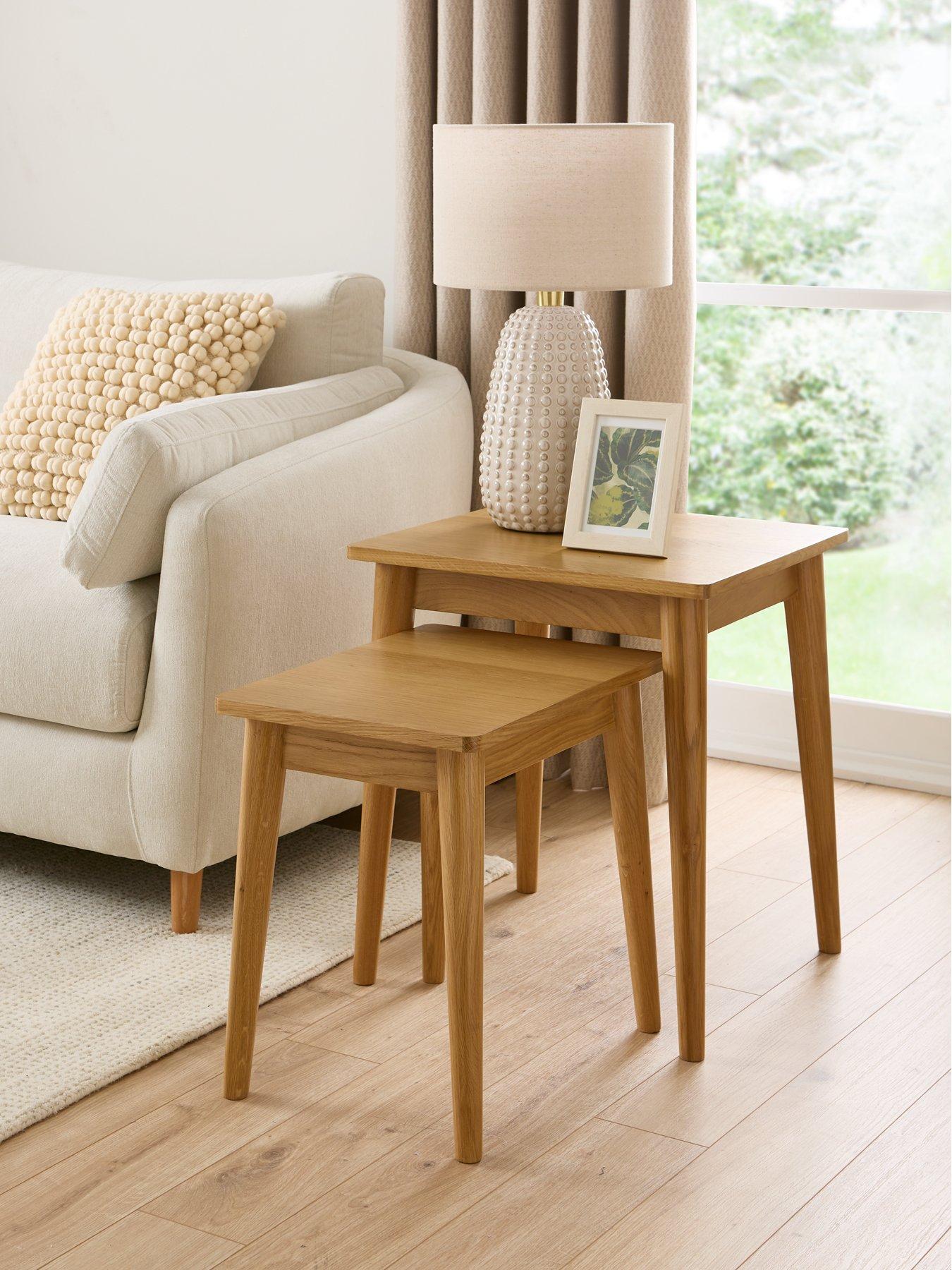 Image of Very Home Sumati Ready Assembled Nest of 2 Tables - Oak - contains Solid Wood