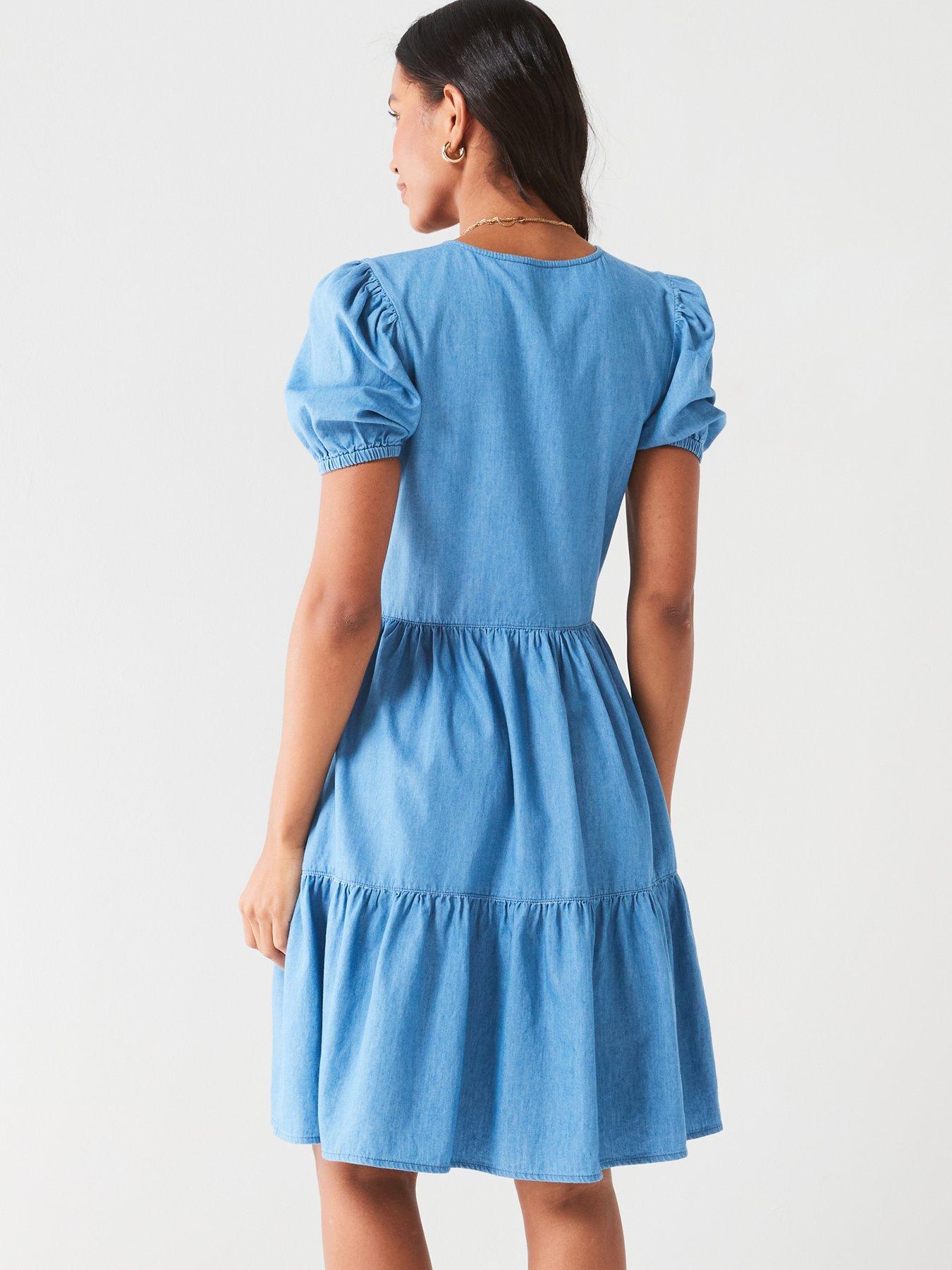 v-by-very-tiered-denim-dress-mid-washstillFront